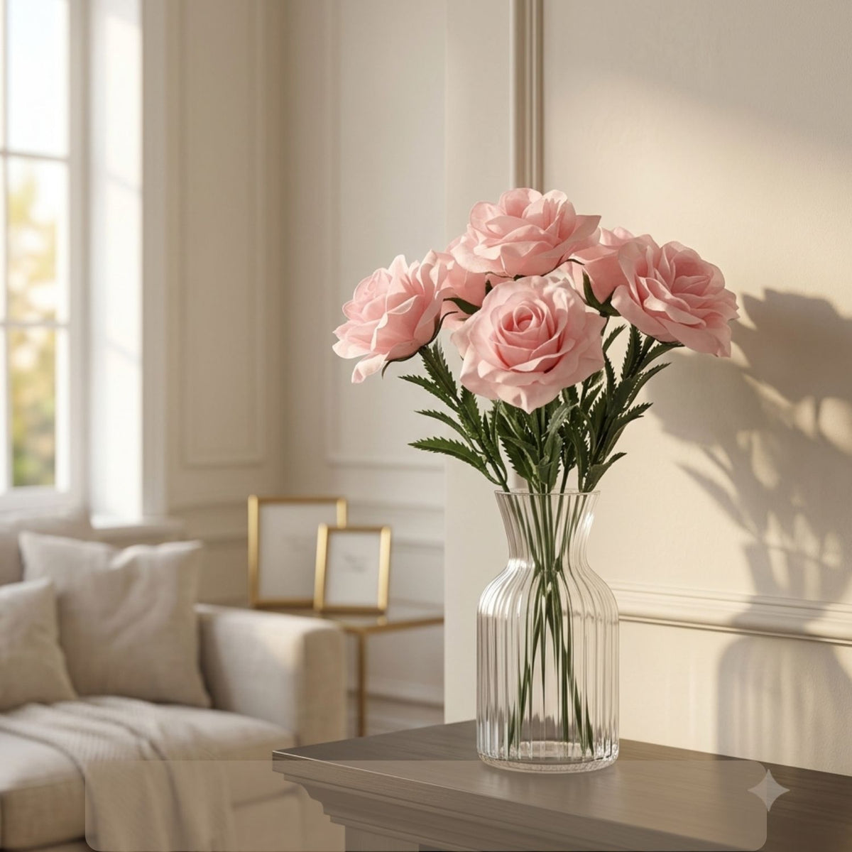 Rose Artificial Flower Bunch for Vase - 18 Inch-Apkamart