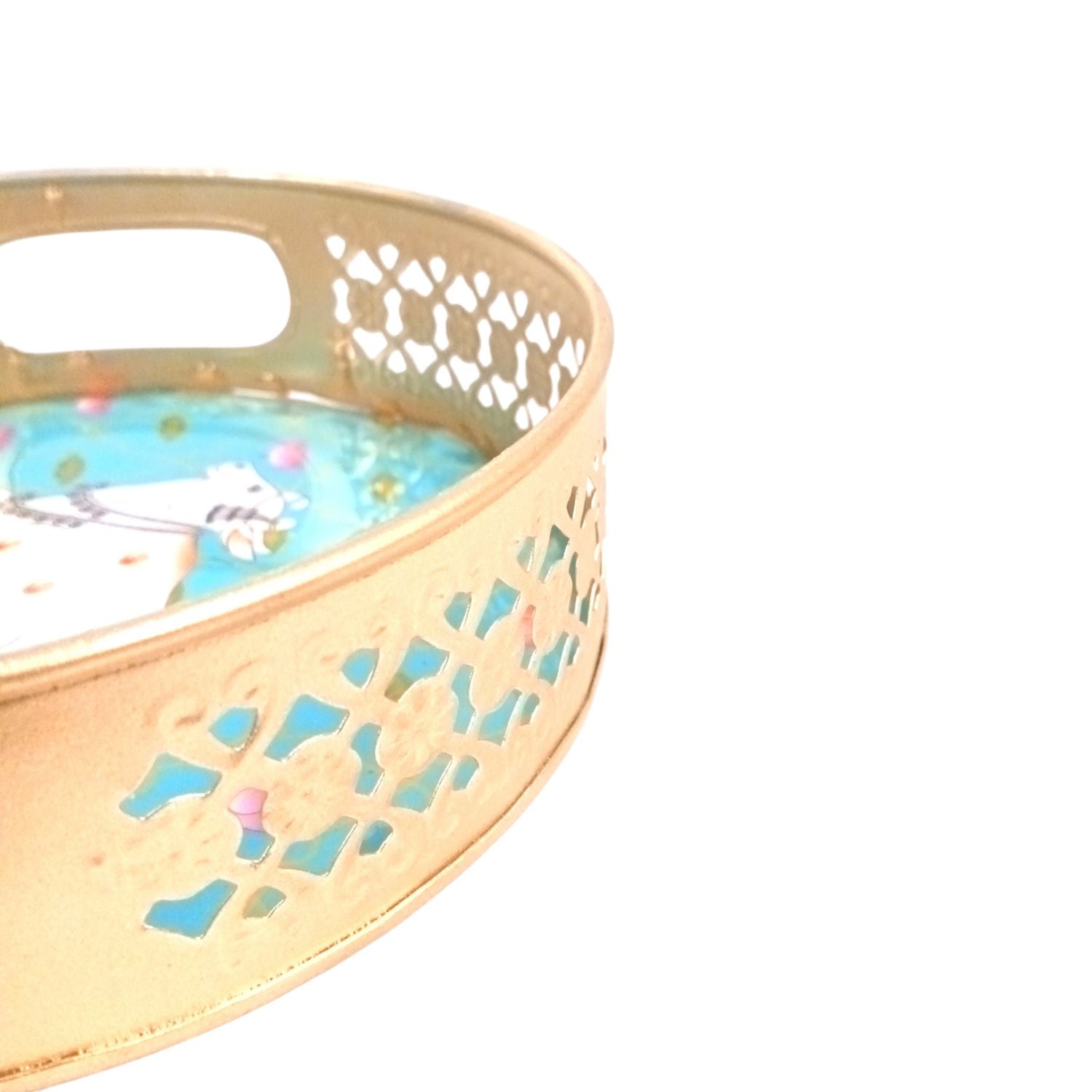 Pichwai Art Round Metal Serving Tray - 8 Inch& Gifting Use - 8 Inch - Apkamart