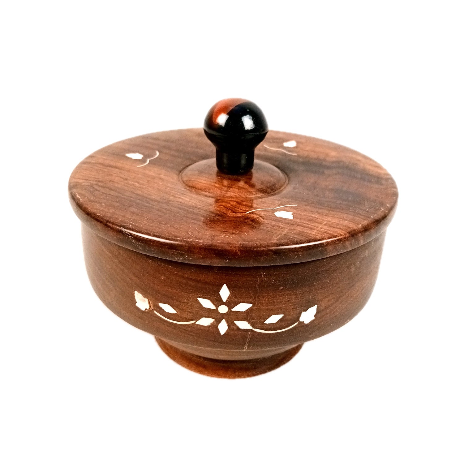Wooden Bowl | Sugar Pot| Dry Fruit Box Container | Salt Spice Jar | Masala Box | Multi-Use Container - for Home, Kitchen, Dining Table Decor - 5 Inch (Pack Of 2) - Apkamart