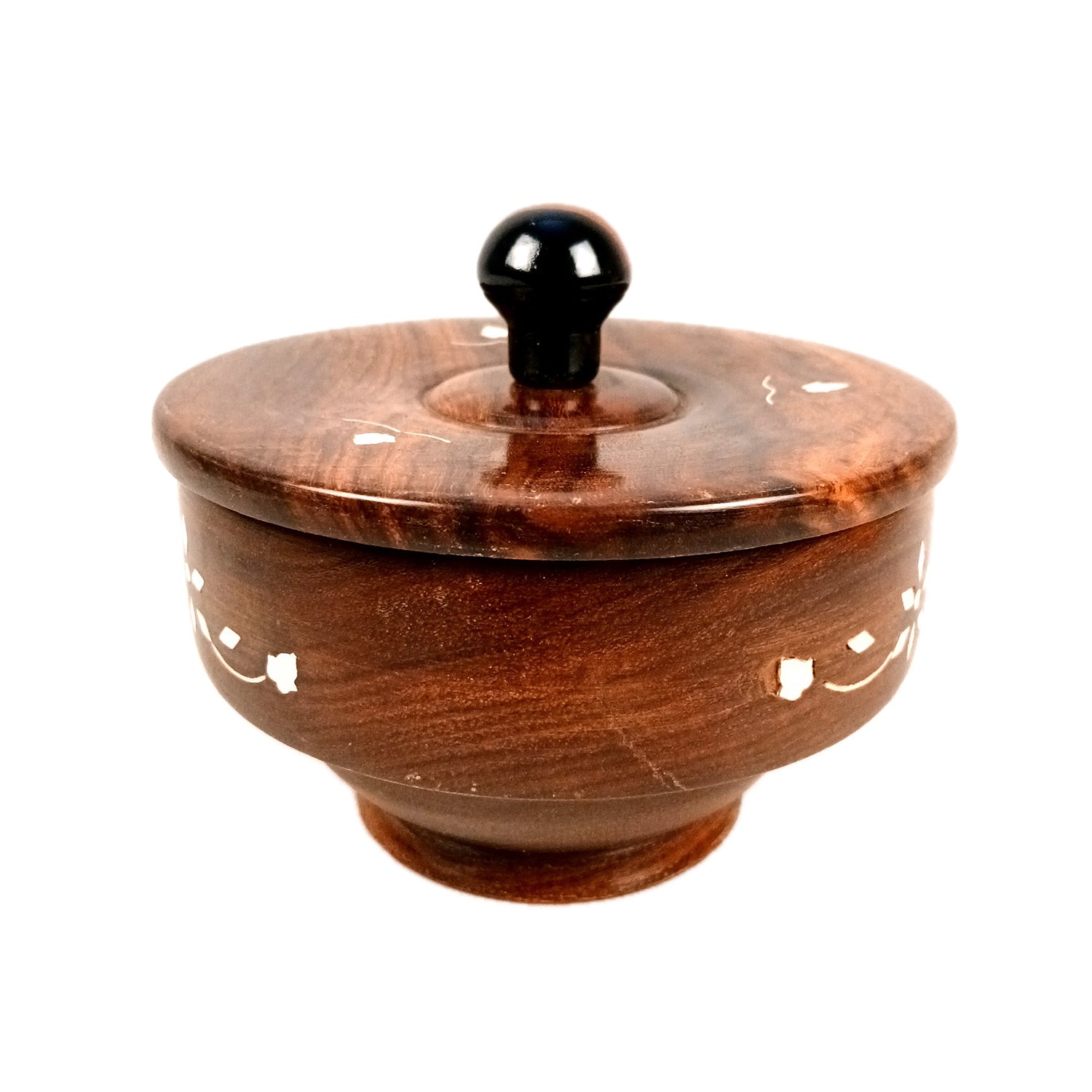 Wooden Bowl | Sugar Pot| Dry Fruit Box Container | Salt Spice Jar | Masala Box | Multi-Use Container - for Home, Kitchen, Dining Table Decor - 5 Inch (Pack Of 2) - Apkamart