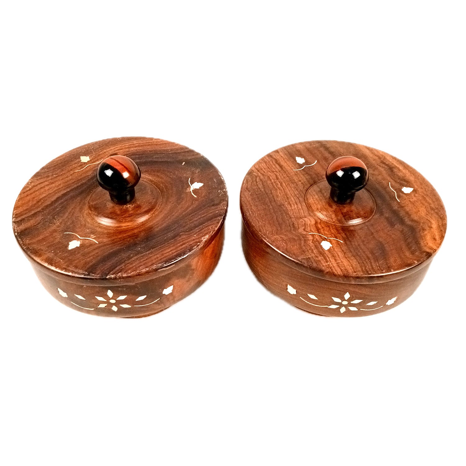 Wooden Bowl | Sugar Pot| Dry Fruit Box Container | Salt Spice Jar | Masala Box | Multi-Use Container - for Home, Kitchen, Dining Table Decor - 5 Inch (Pack Of 2) - Apkamart