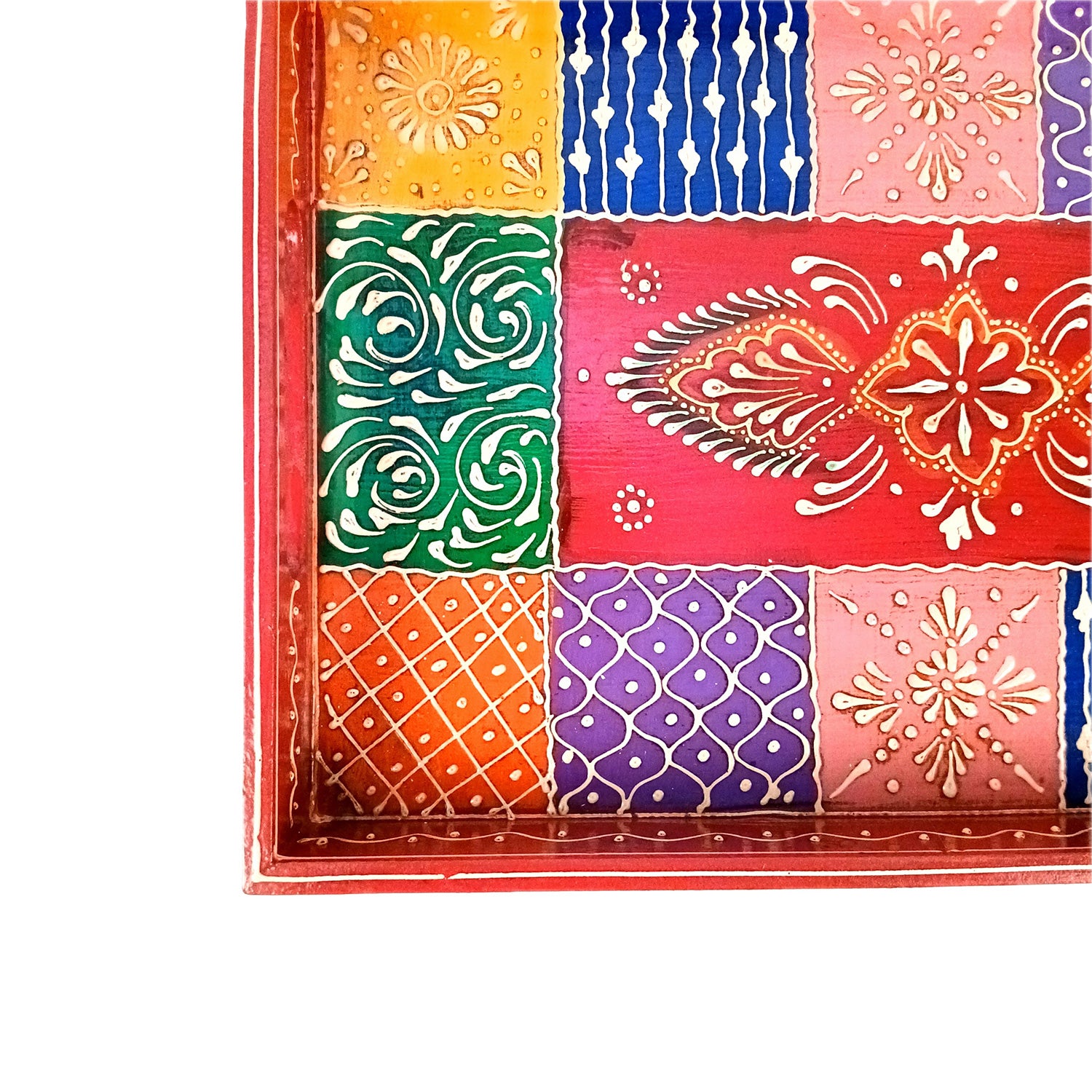 Wooden Tray Set | Serving Trays for Tea, Coffee & Snacks - for Home, Dining Table Organization, Kitchen & Gifts - Set of 3 (Wood, Multicolor) - Apkamart #Style_Design 1