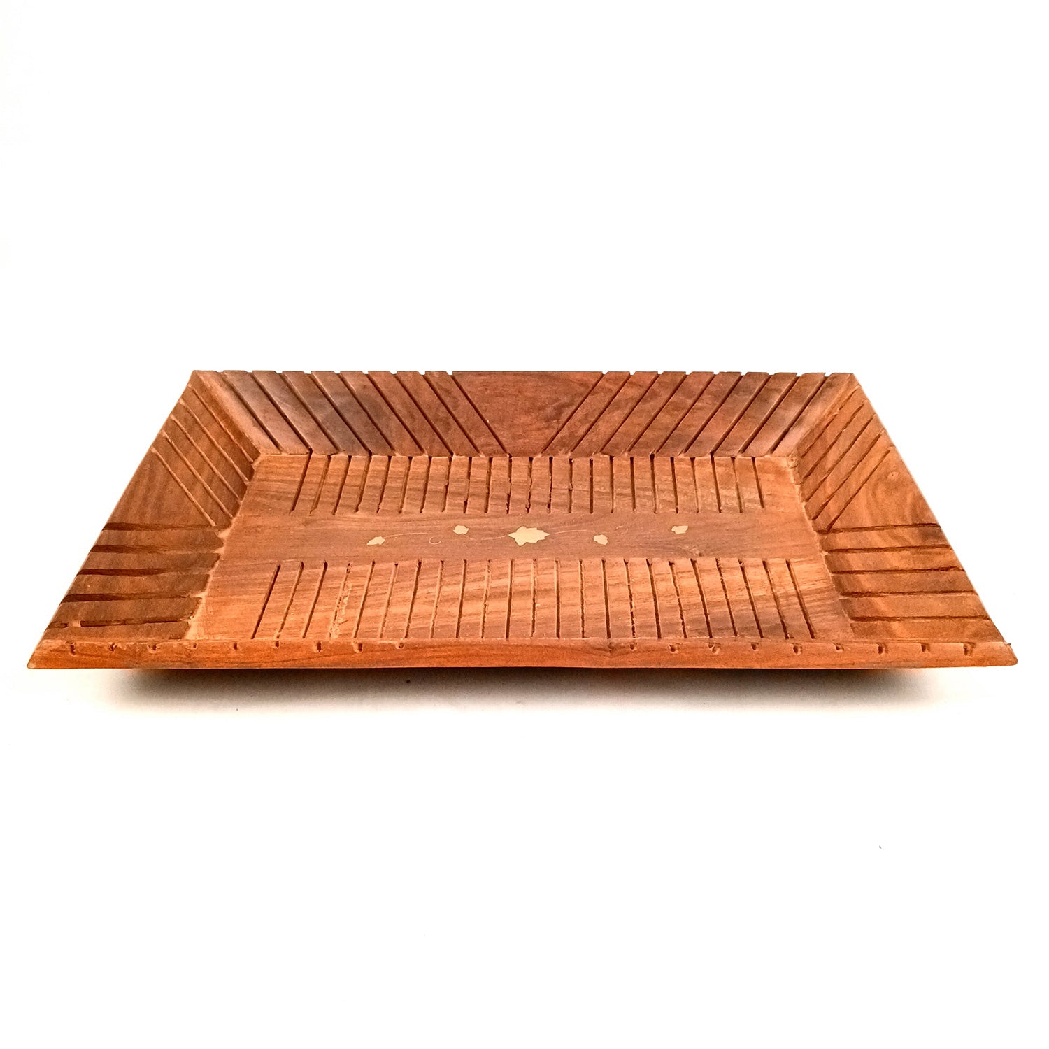 Wooden Tray | Serving Trays For Tea, Coffee & Snacks | Multipurpose Decorative Tray & Platters - For Home, Dining Table Organization, Kitchen & Gifts - 14 Inch (Pack of 2) - Apkamart