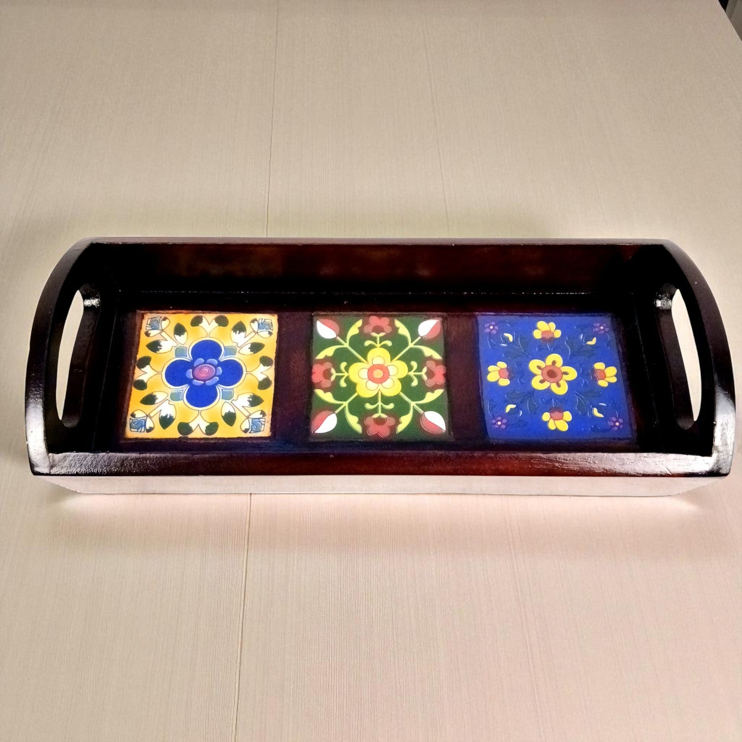 Serving Tray | Multipurpose Decorative Wooden Tray – Tea, Snacks, Breakfast & Table Decor – Durable & Stylish Home Utility Tray for Kitchen & Gifting - 12 Inch - Apkamart