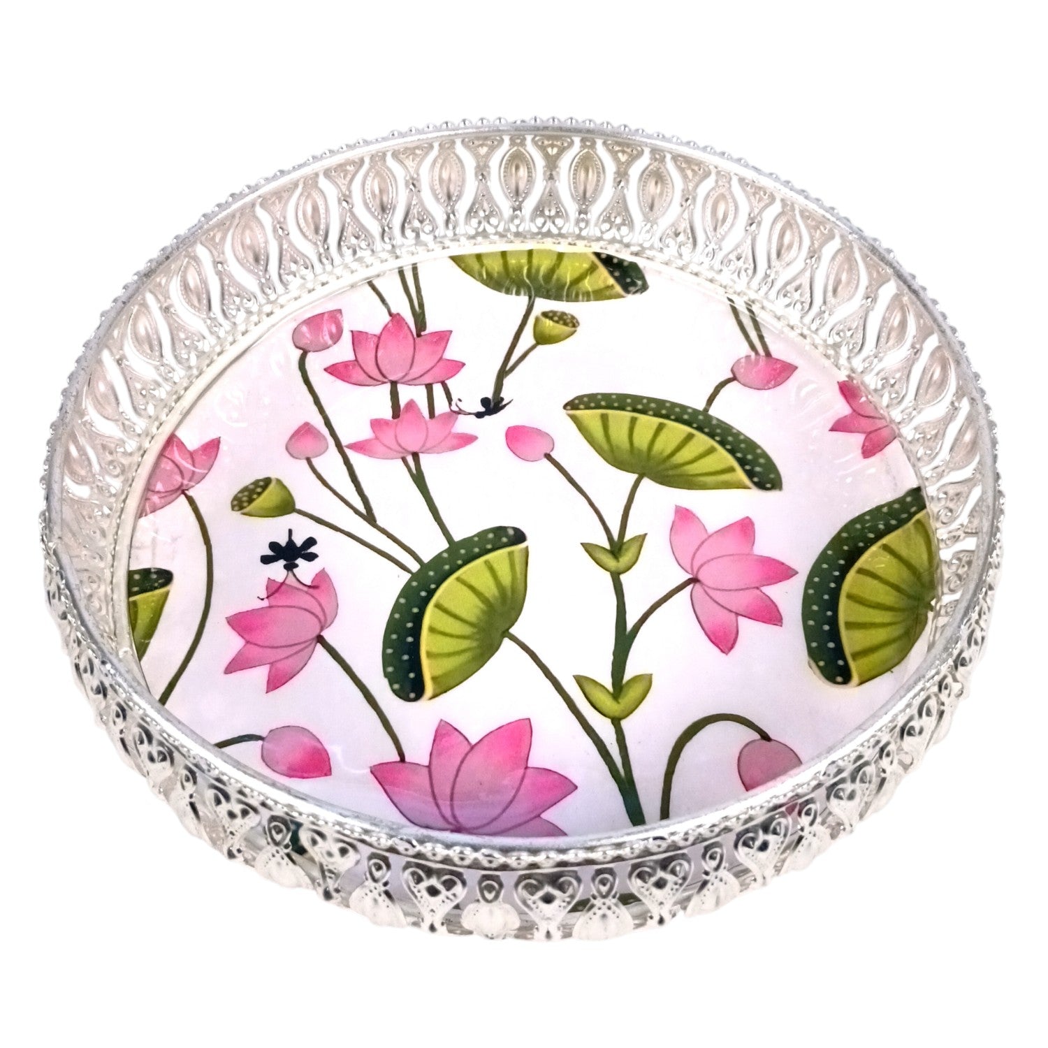 Round Serving Tray | Tray for Kitchen & Home Decor | Handcrafted Decorative Tray | Beautiful Tray for Dining & Center Table - 8 Inch