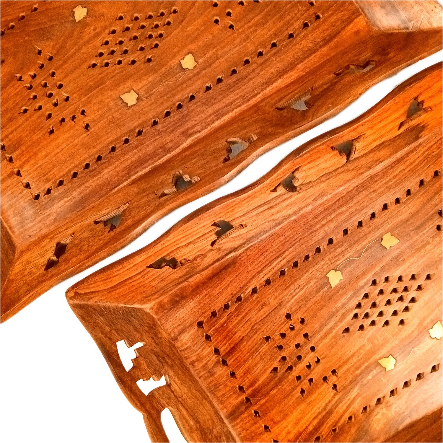 Wooden Tray | Serving Trays For Tea, Coffee & Snacks | Multipurpose Decorative Tray & Platters - For Home, Dining Table Organization, Kitchen & Gifts - 15 Inch (Pack of 2) - Apkamart