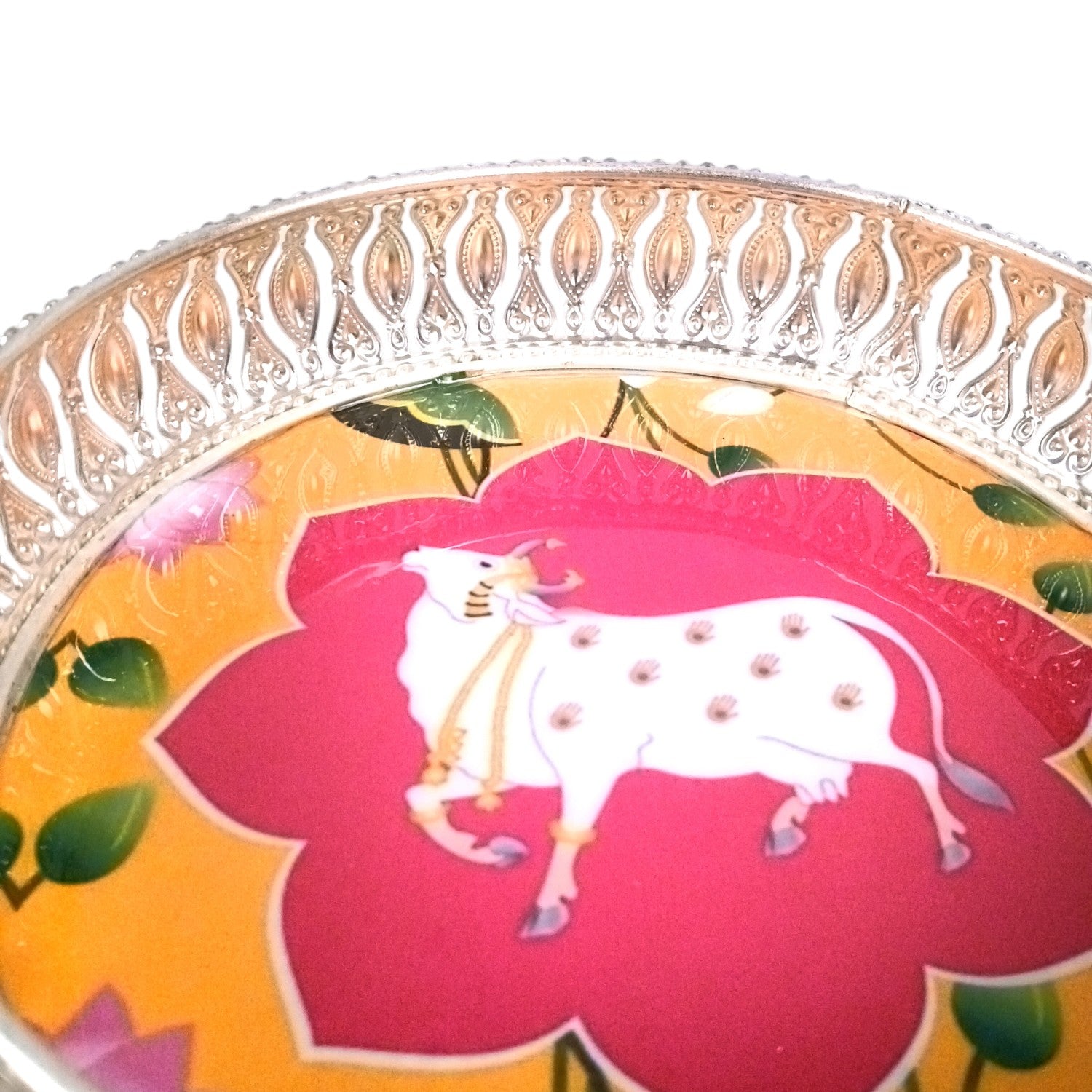 Round Serving Tray | Tray for Kitchen & Home Decor | Handcrafted Decorative Tray | Beautiful Tray for Dining & Center Table - 8 Inch - Apkamat