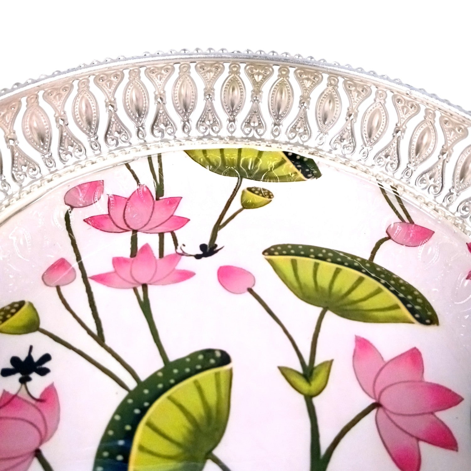 Round Serving Tray | Tray for Kitchen & Home Decor | Handcrafted Decorative Tray | Beautiful Tray for Dining & Center Table - 8 Inch - Apkamart