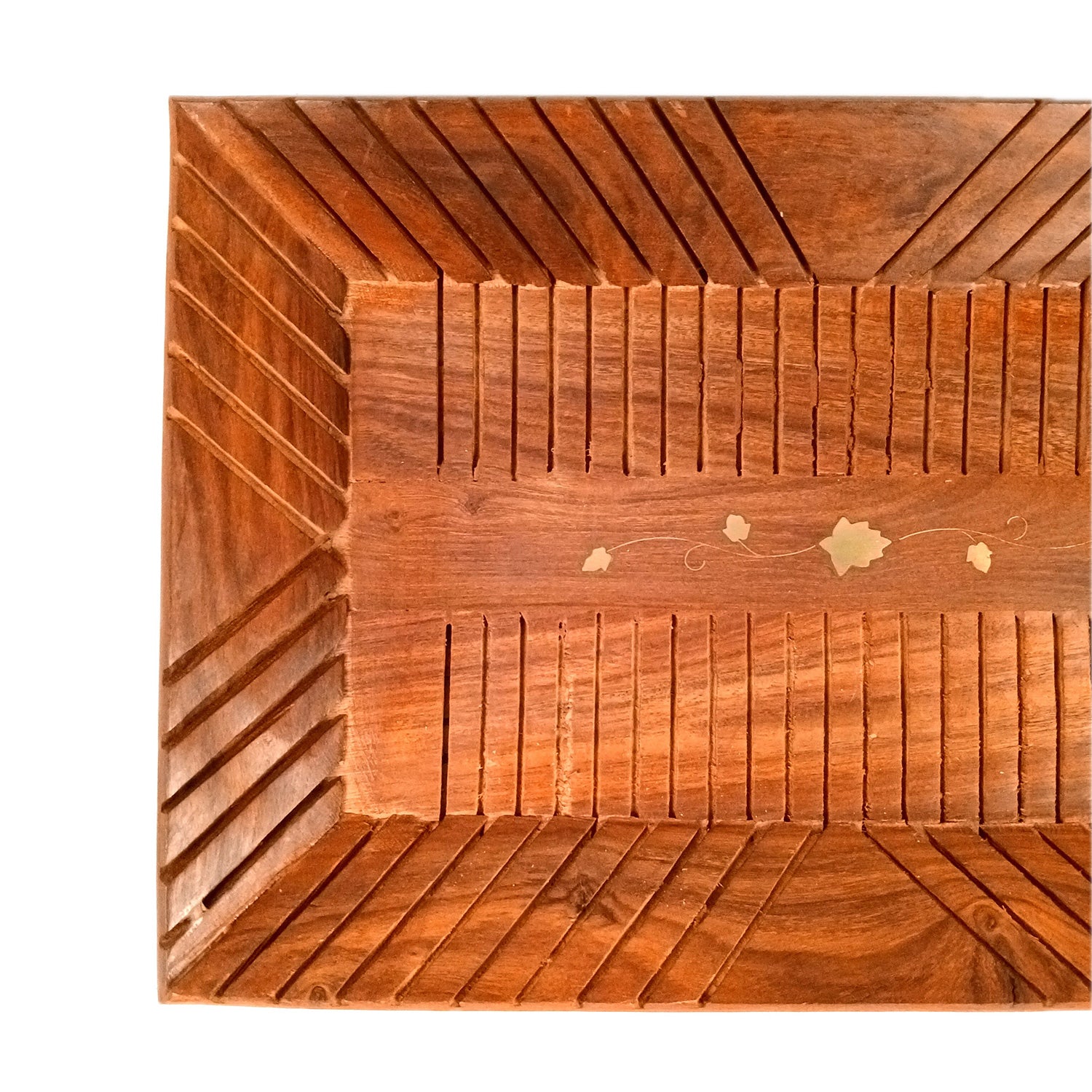 Wooden Tray | Serving Trays For Tea, Coffee & Snacks | Multipurpose Decorative Tray & Platters - For Home, Dining Table Organization, Kitchen & Gifts - 14 Inch (Pack of 2) - Apkamart
