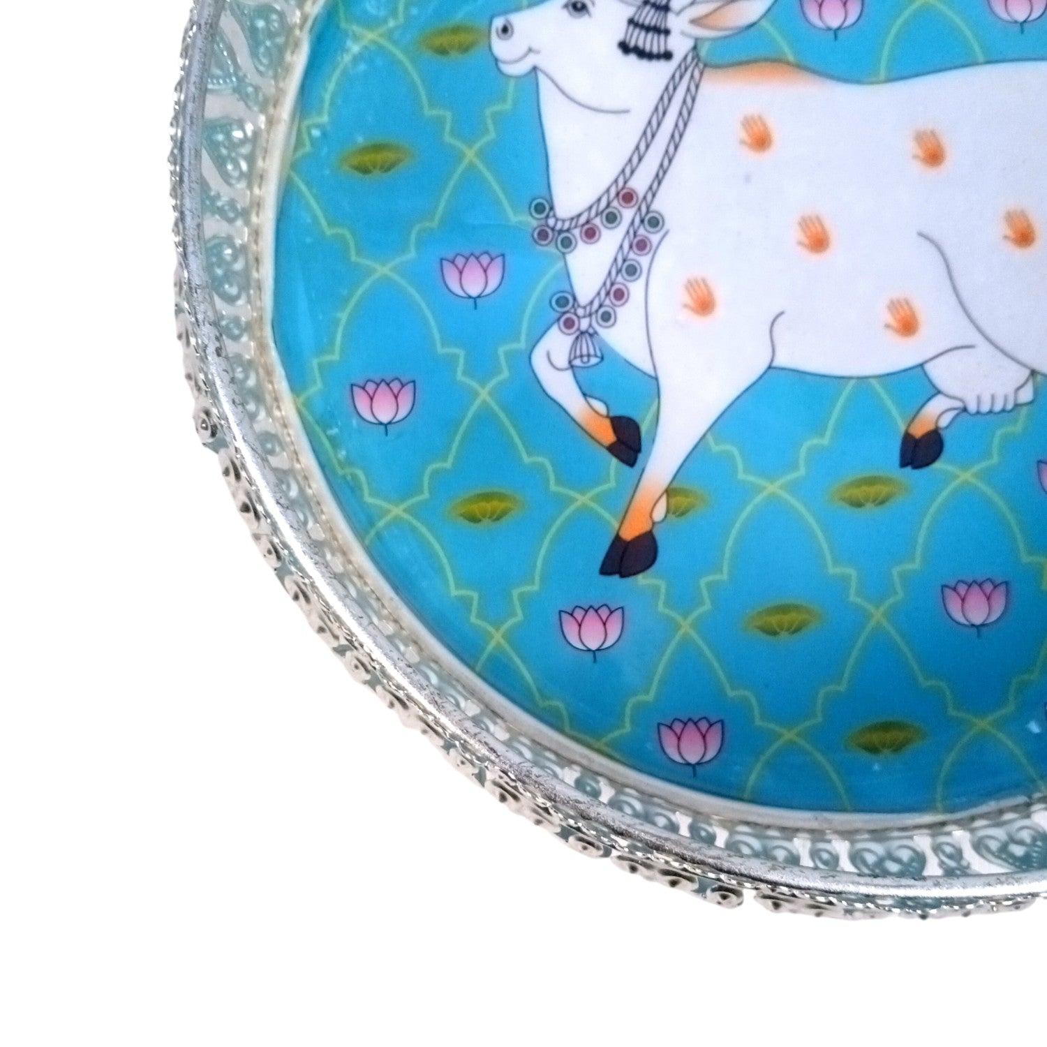 Round Serving Tray| Tray for Kitchen & Home Decor | Handcrafted Decorative Tray | Beautiful Tray for Dining & Center Table - 8 Inch - Apkamart