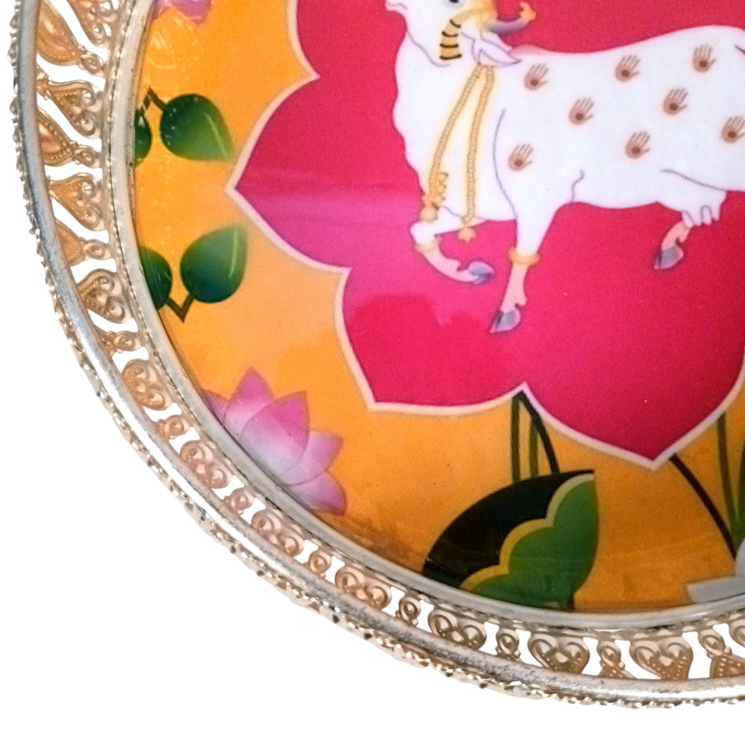 Round Serving Tray | Tray for Kitchen & Home Decor | Handcrafted Decorative Tray | Beautiful Tray for Dining & Center Table - 8 Inch - Apkamat