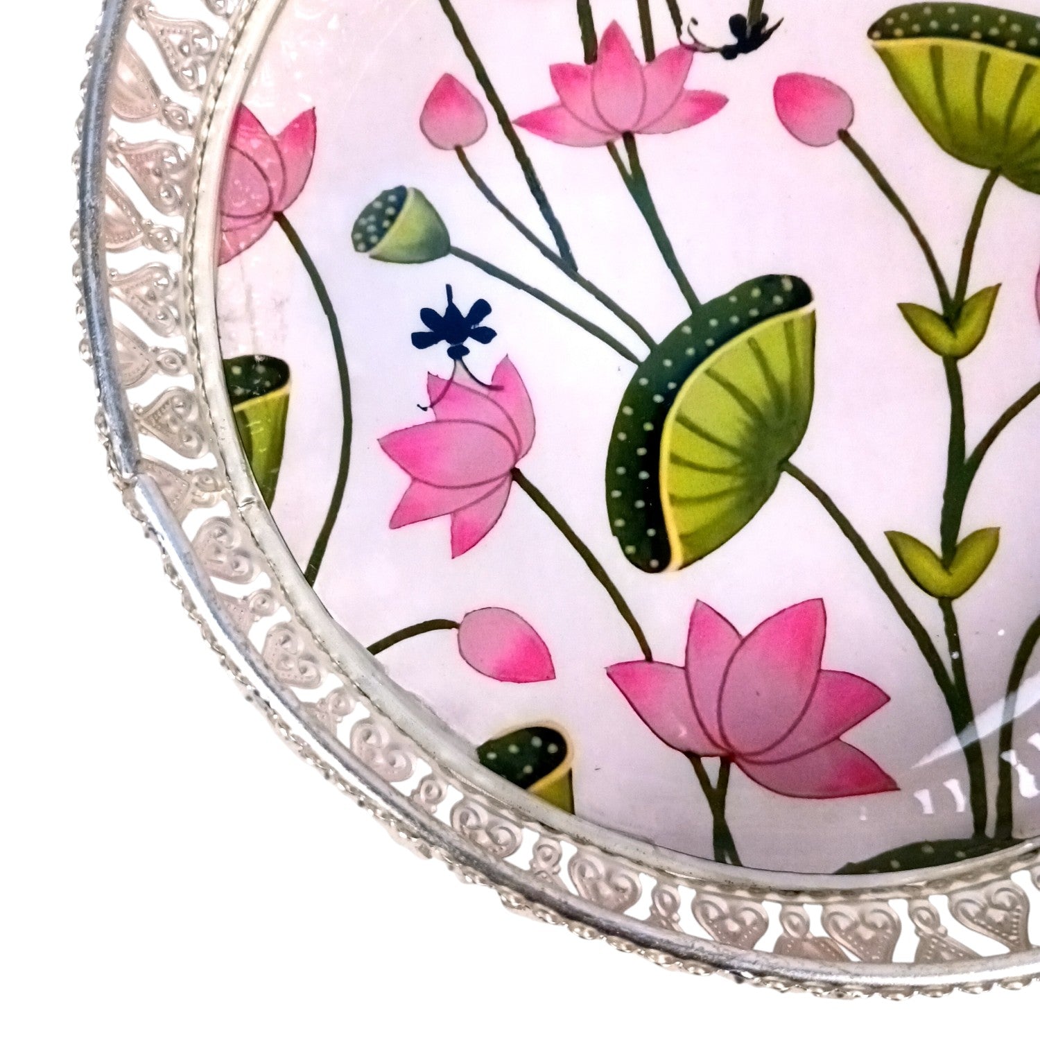 Round Serving Tray | Tray for Kitchen & Home Decor | Handcrafted Decorative Tray | Beautiful Tray for Dining & Center Table - 8 Inch - Apkamart