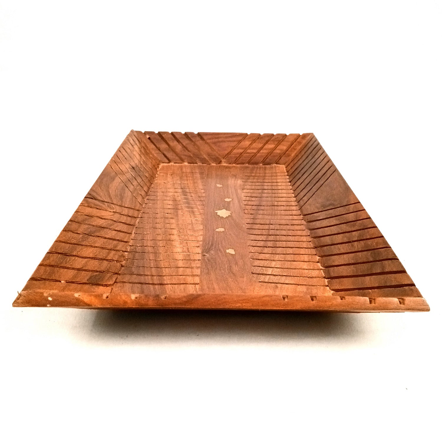 Tray Wooden | Tea & Snacks Serving Platter | Decorative Handcrafted Trays - for Home, Dining Table, Kitchen Decor | Wedding & Housewarming Gift - 14 Inch - Apkamart