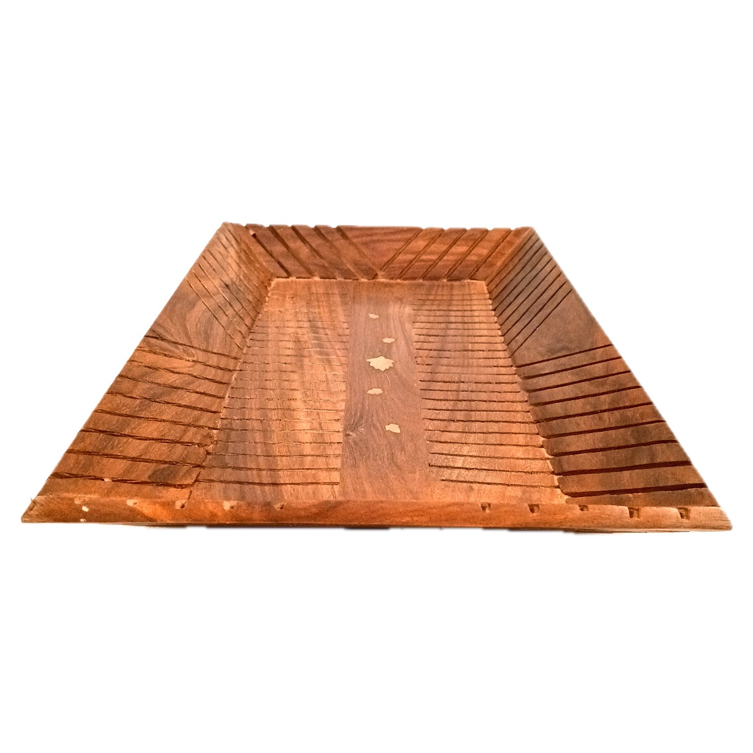 Tray Wooden | Tea & Snacks Serving Platter | Decorative Handcrafted Trays - for Home, Dining Table, Kitchen Decor | Wedding & Housewarming Gift - 14 Inch - Apkamart