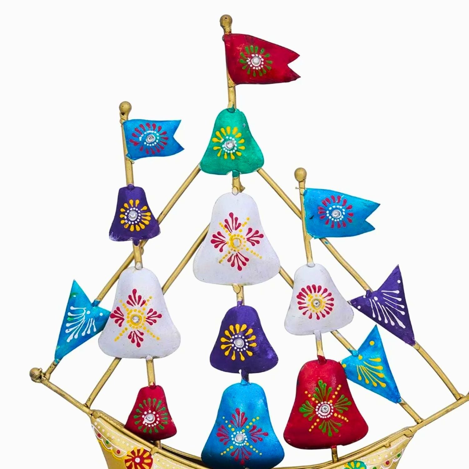 Ship Showpiece | Boat with Flags Metal Showpiece - for Vastu, Feng Shui, Home, Table, Living Room, Office Decor & Gifts - 14 Inch - Apkamart