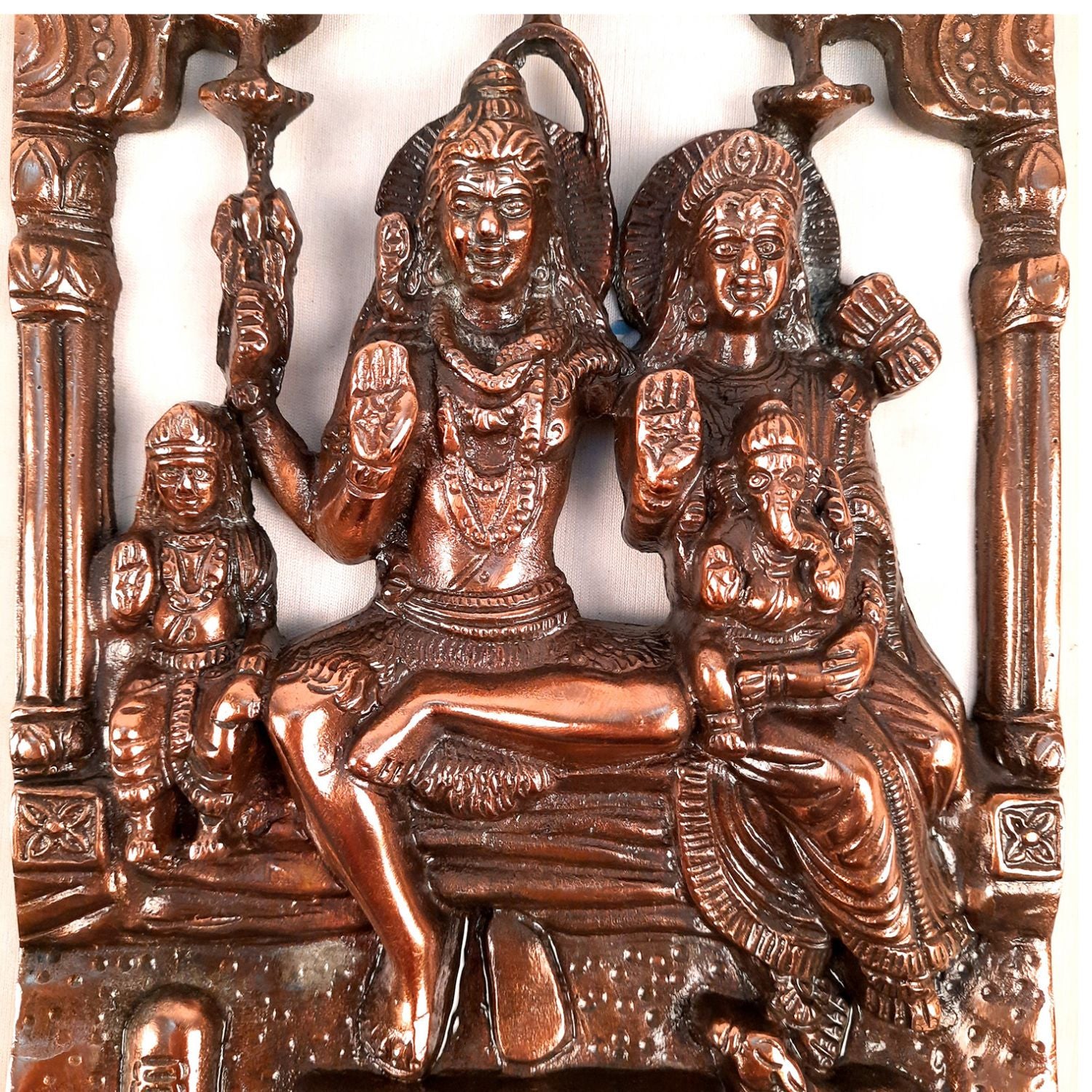 Shiv Parvati Ganesh & Kartikeya Wall Hanging | Shiv Parivar Wall Idol Statue - for Home, Puja Room, Table Decor, Living Room, Office & Gift - Apkamart