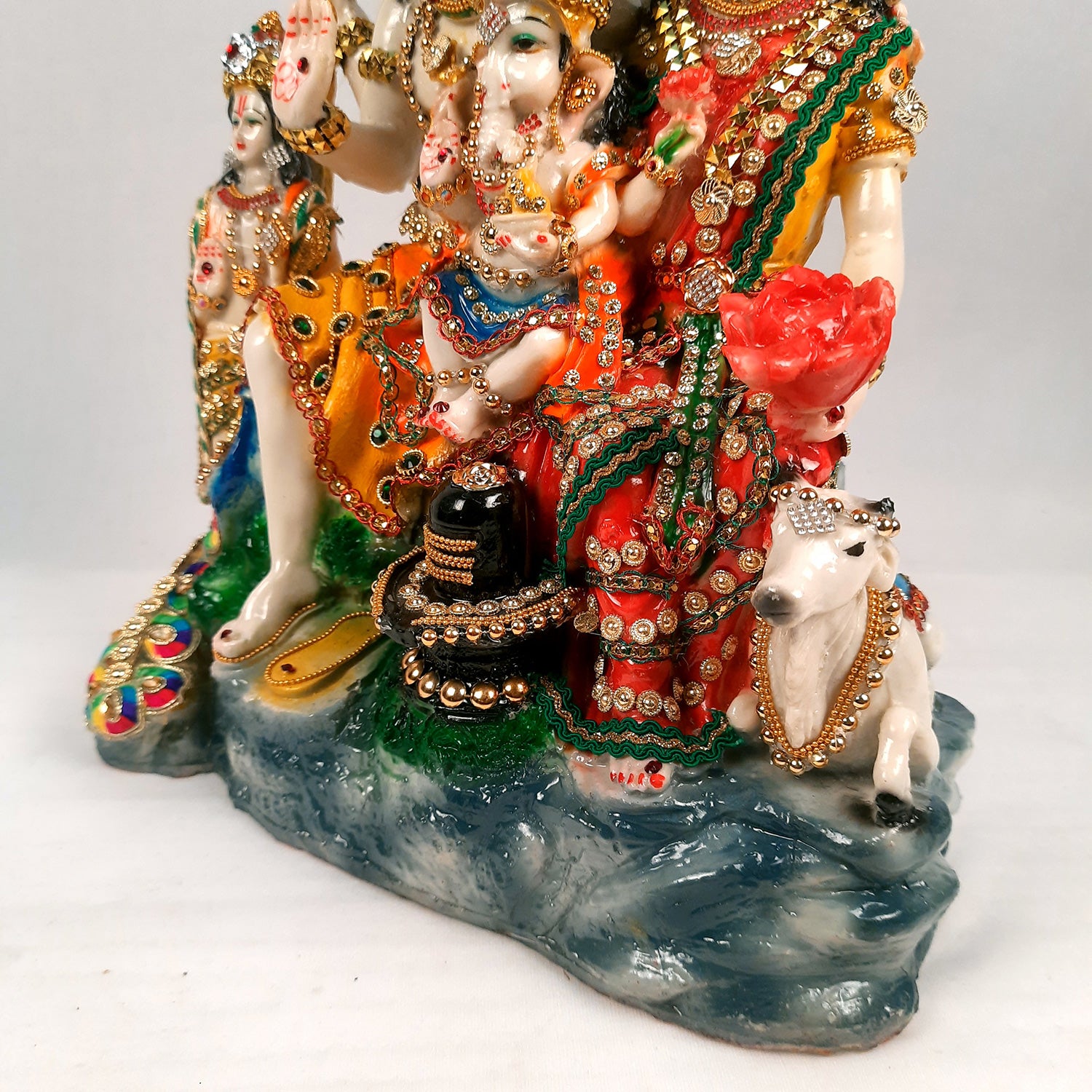 Shiv Parvati Ganesh & Kartikeya Statue | Shiv Parivar Idol Showpiece - for Home, Puja Room, Table Decor, Living room, Office Desk & Gift - 15 Inch - Apkamart