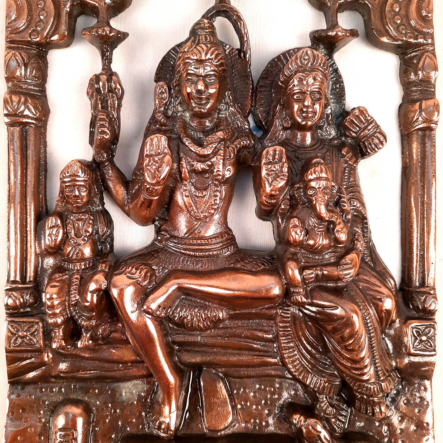 Shiv Parvati Ganesh & Kartikeya Wall Hanging | Shiv Parivar Wall Idol Statue - for Home, Puja Room, Table Decor, Living Room, Office & Gift - Apkamart