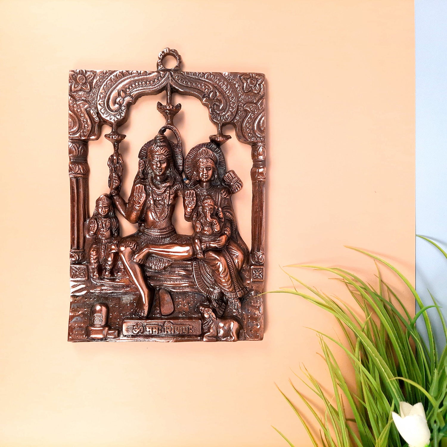 Shiv Parvati Ganesh & Kartikeya Wall Hanging | Shiv Parivar Wall Idol Statue - for Home, Puja Room, Table Decor, Living Room, Office & Gift - Apkamart