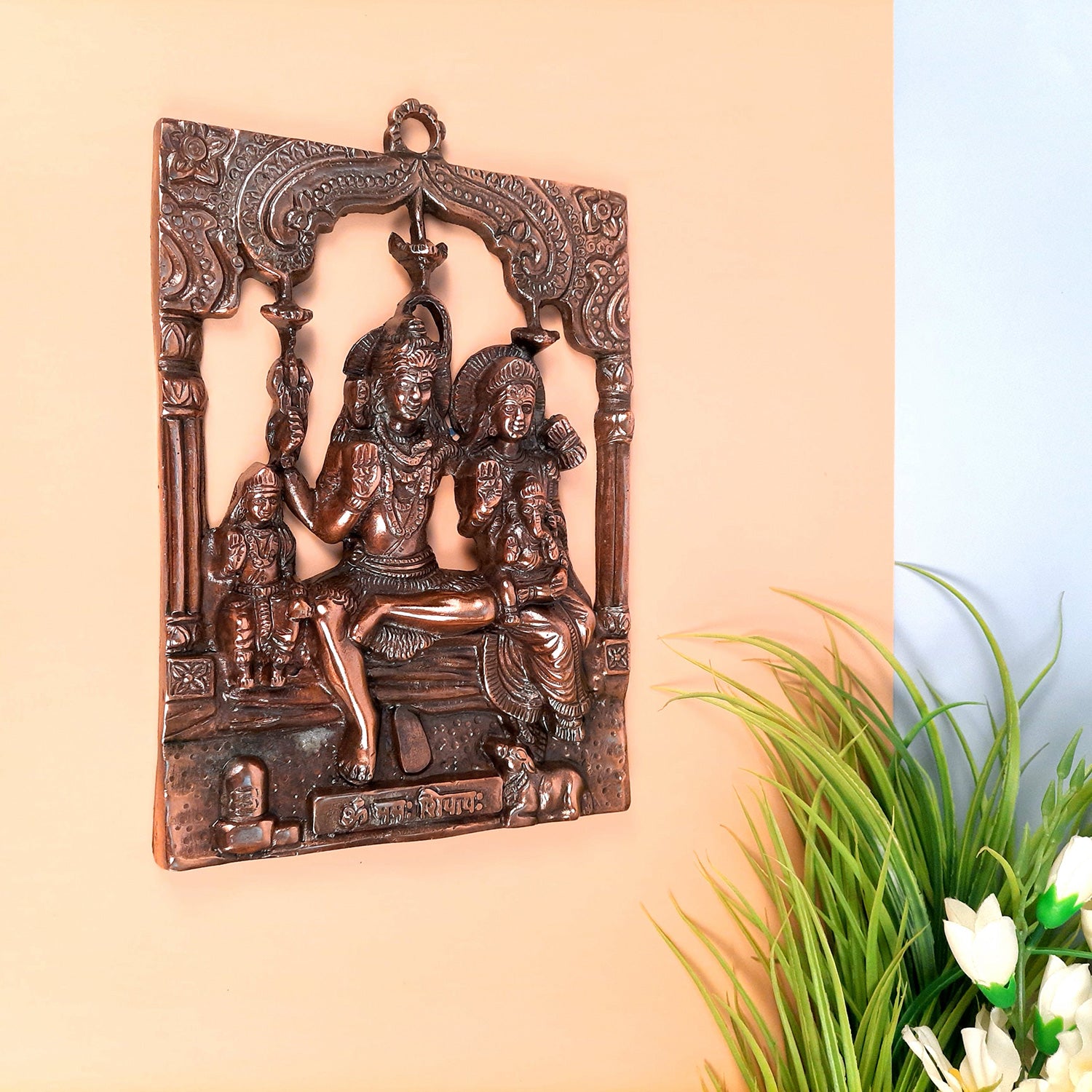 Shiv Parvati Ganesh & Kartikeya Wall Hanging | Shiv Parivar Wall Idol Statue - for Home, Puja Room, Table Decor, Living Room, Office & Gift - Apkamart