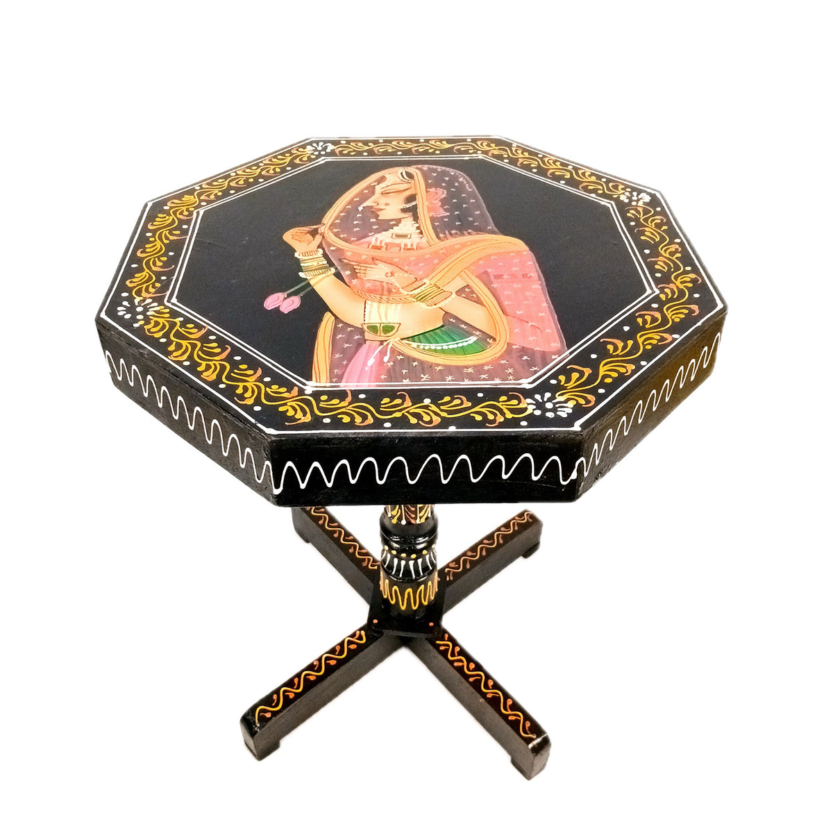 Buy Wooden Hand Painted Side Table: For Home & Office Decor