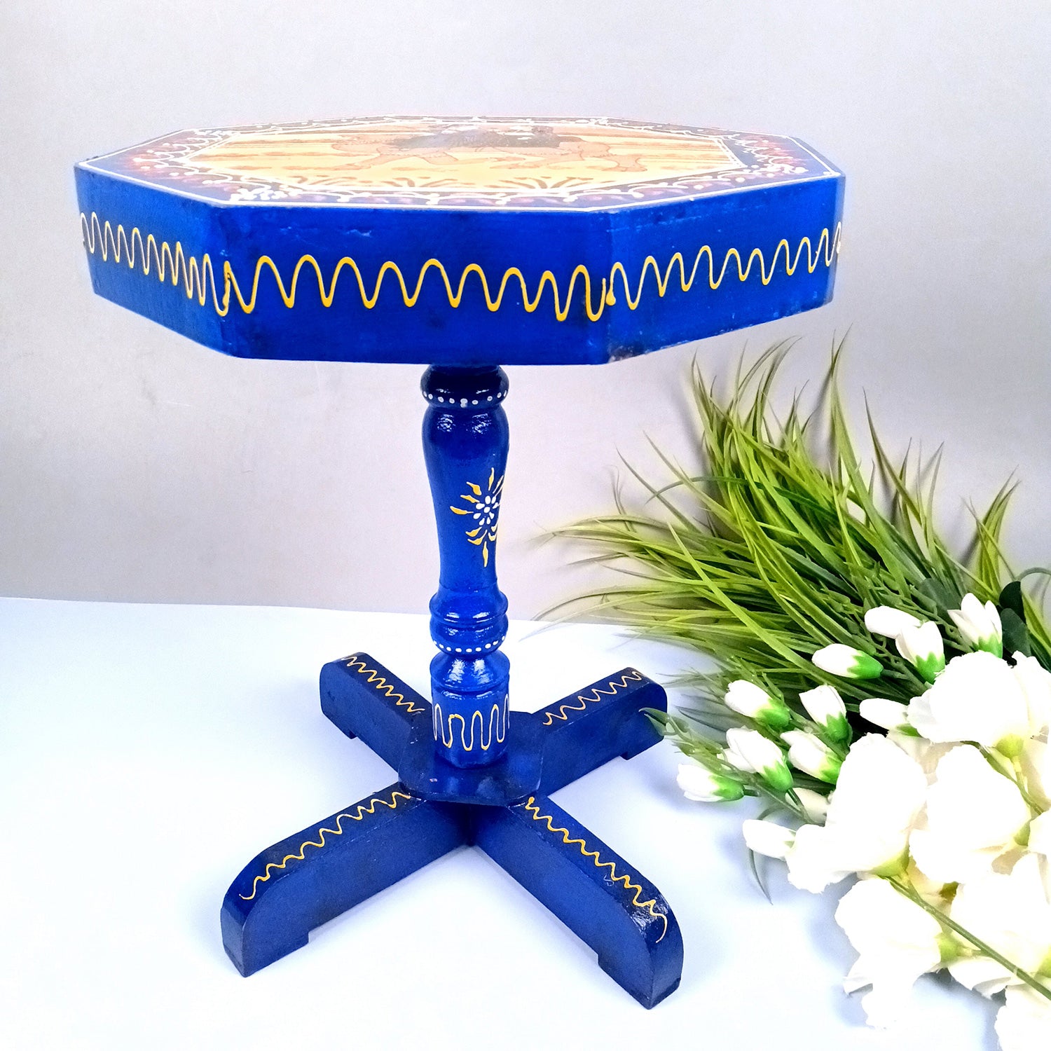 Wooden Side Table | End Table | Coffee Tables - for Living Room, Bedside, Sofa Side, Corners, Home Decor & Gifts - 15 Inch - Apkamart #Colour_Blue