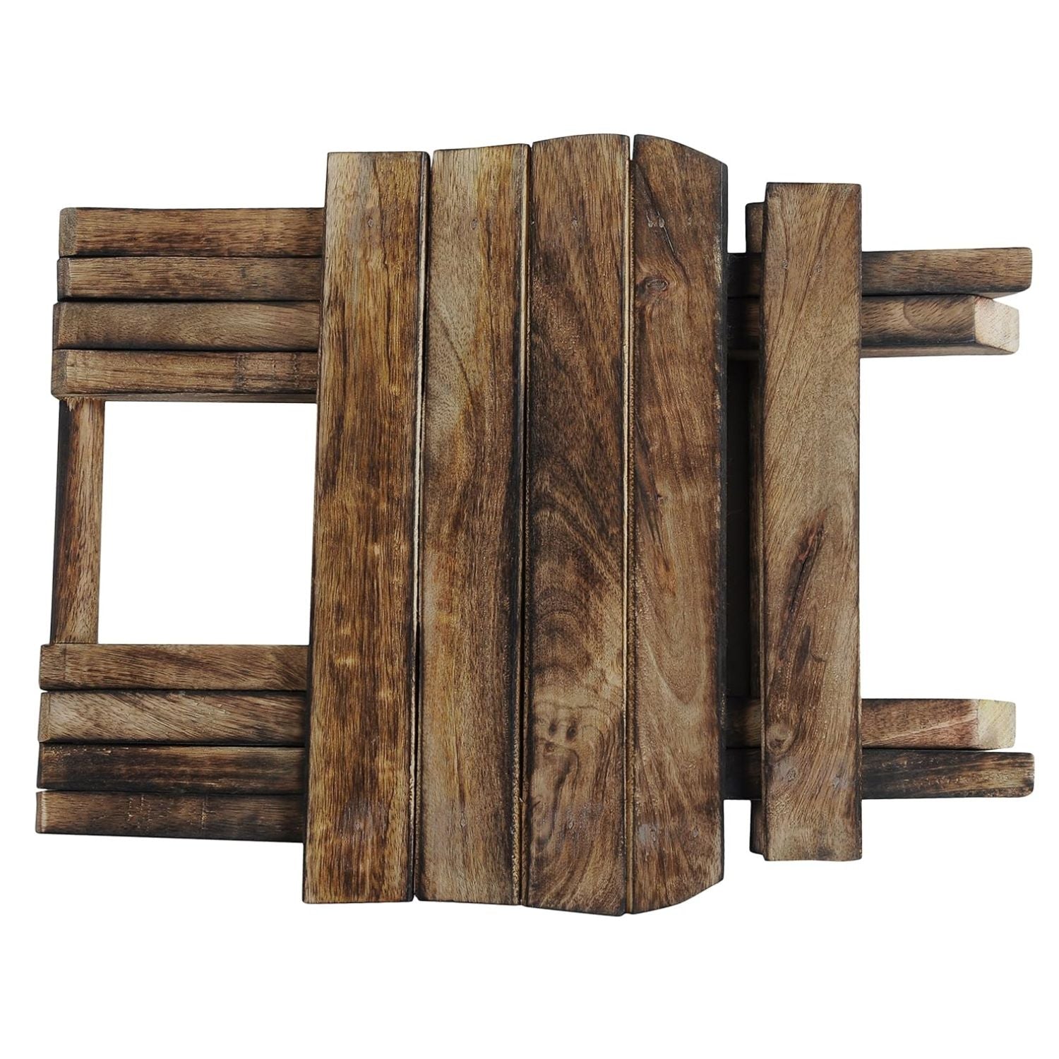 Portable Folding Stool Wooden Side Table | Foldable Wooden Stool for Home, Living Room, Balcony & Outdoor Use - 12 Inch - Apkamart