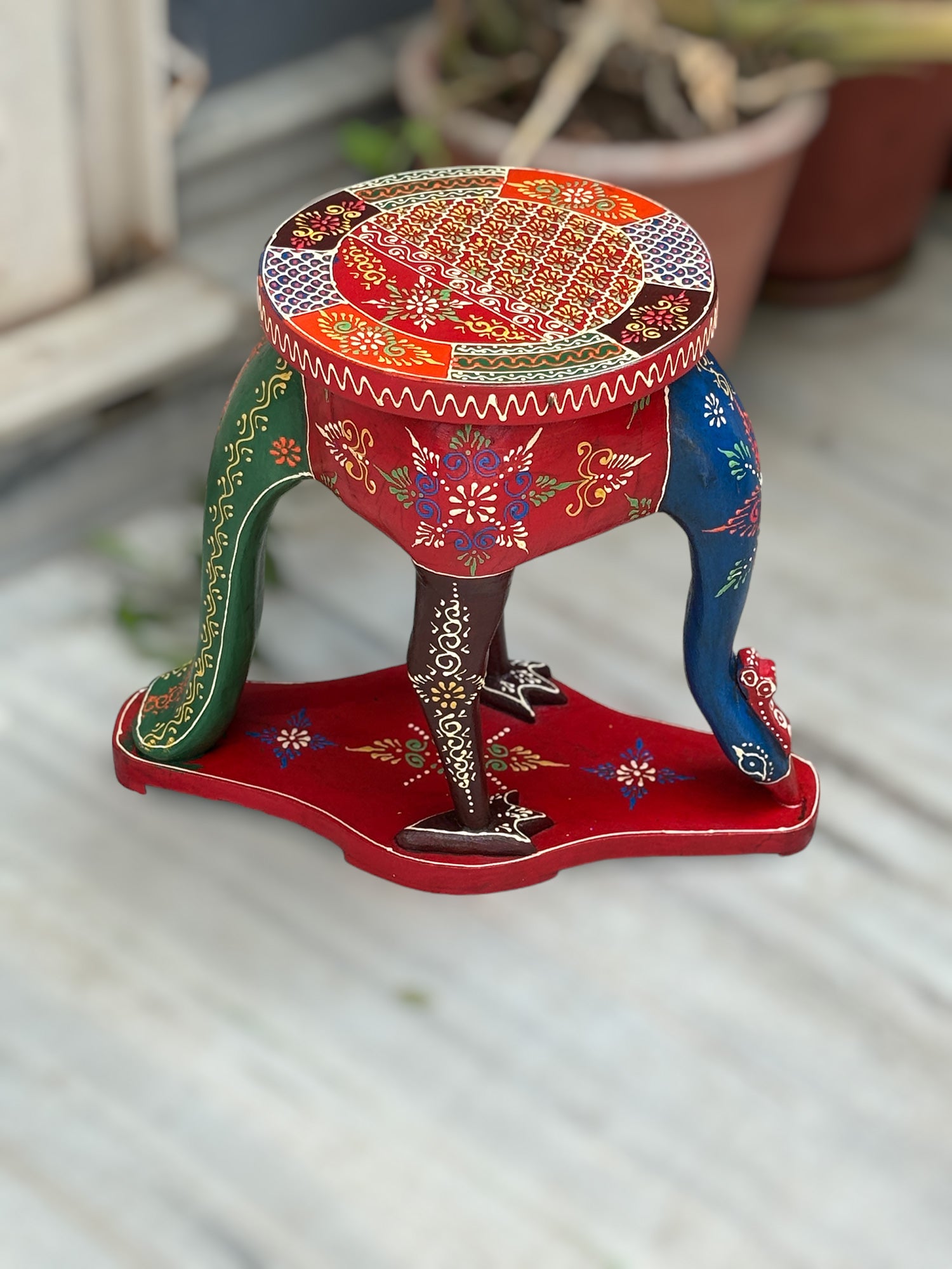 Wooden Side Table - Peacock Design | End Table | Coffee Tables - for Living Room, Bedside, Sofa Side, Corners, Home Decor & Gifts -15 Inch - apkamart