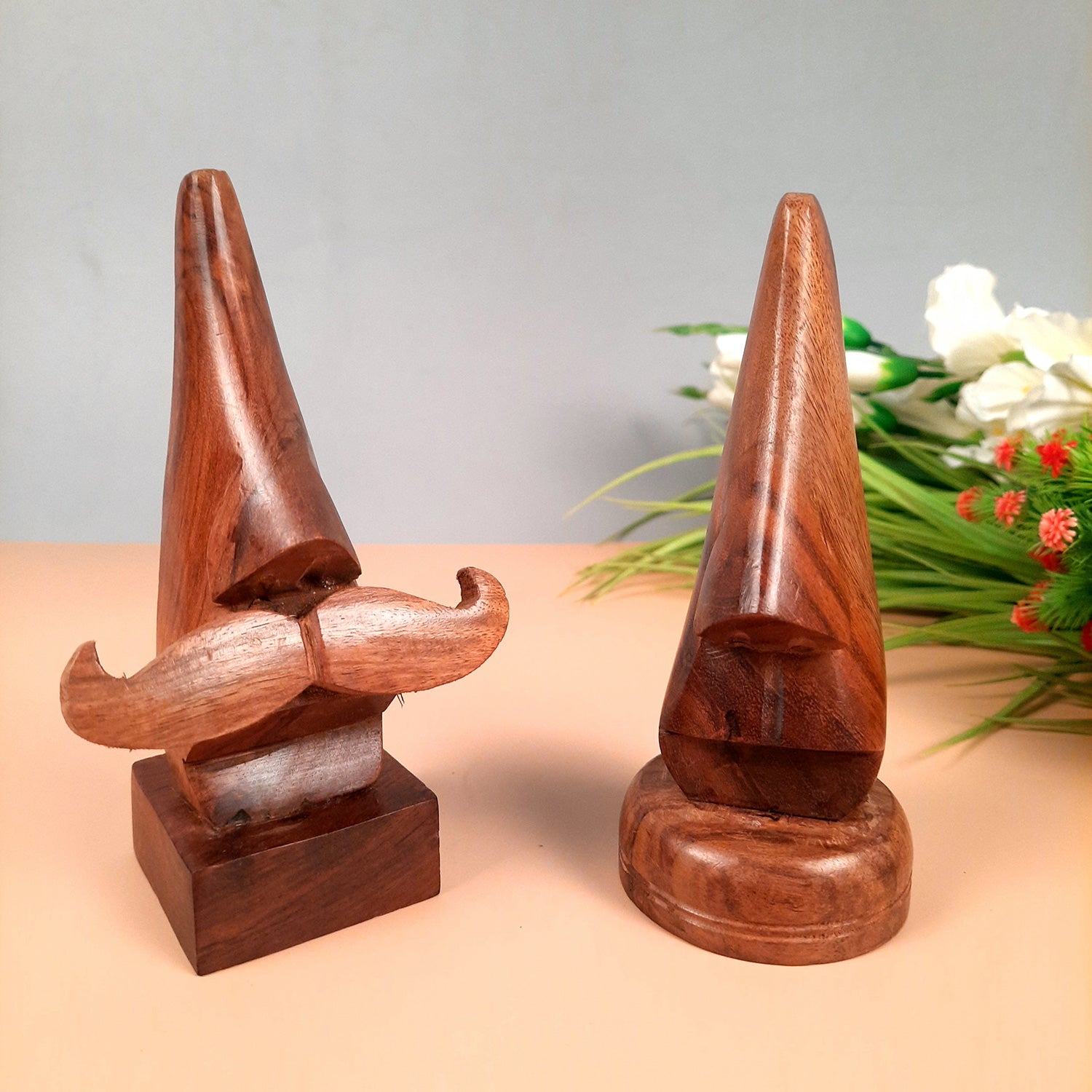 Wooden Nose Shaped Spectacle Holder | Specs Stand For Husband & Wife | Glasses Stands - For Home, Desktop, Table, Office Decor, Organization & Gifts - apkamart #Style_Design 2