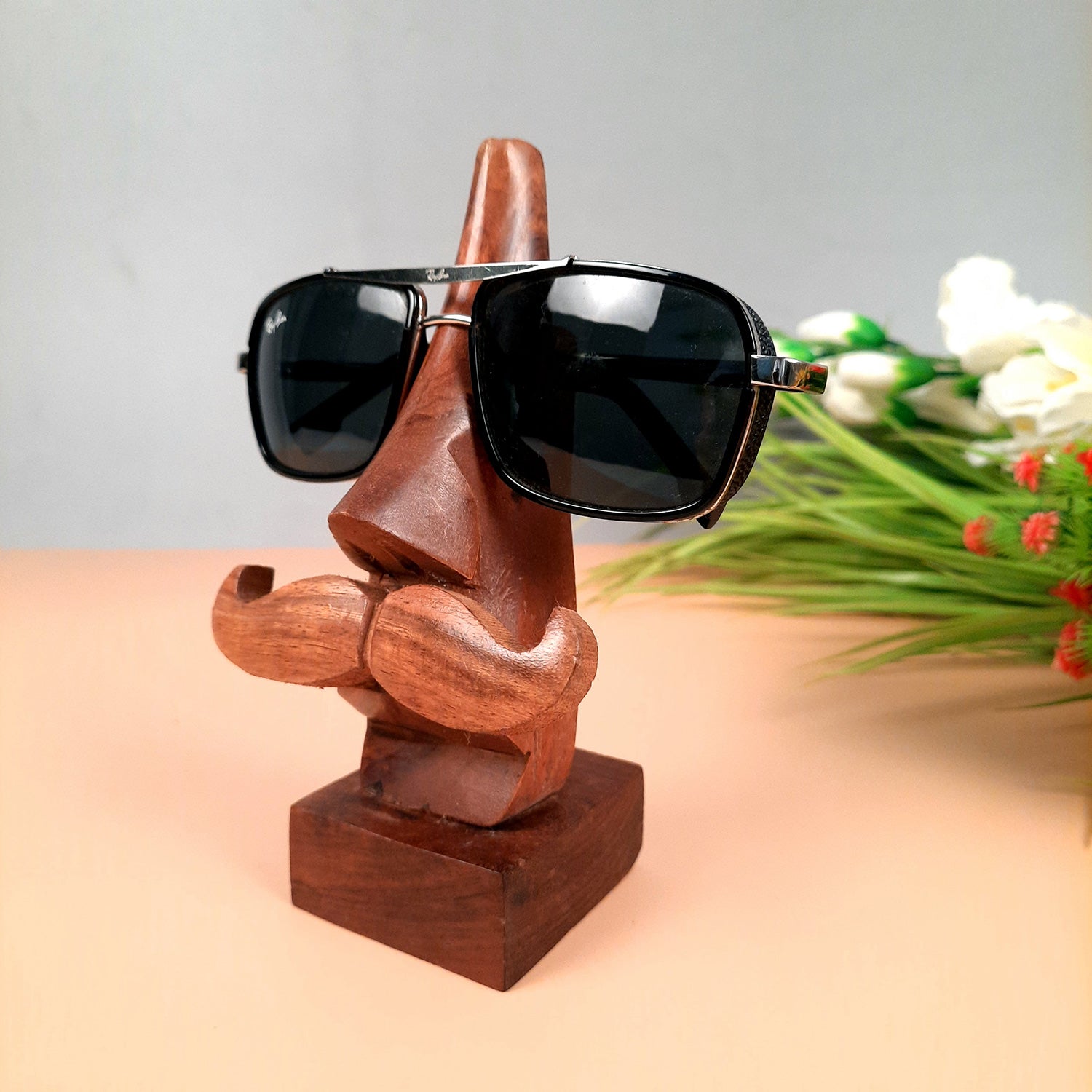 Wooden Nose Shaped Spectacle Holder | Specs Stand For Husband & Wife | Glasses Stands - For Home, Desktop, Table, Office Decor, Organization & Gifts - apkamart #Style_Design 2