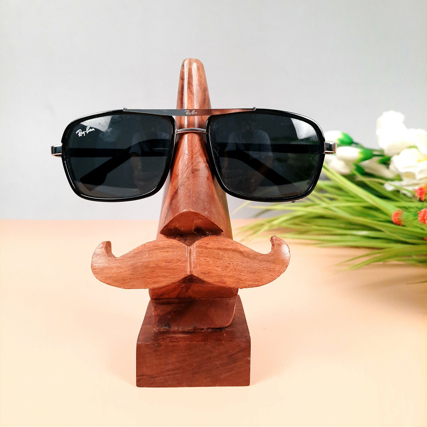 Wooden Nose Shaped Spectacle Holder | Specs Stand For Husband & Wife | Glasses Stands - For Home, Desktop, Table, Office Decor, Organization & Gifts - apkamart #Style_Design 2