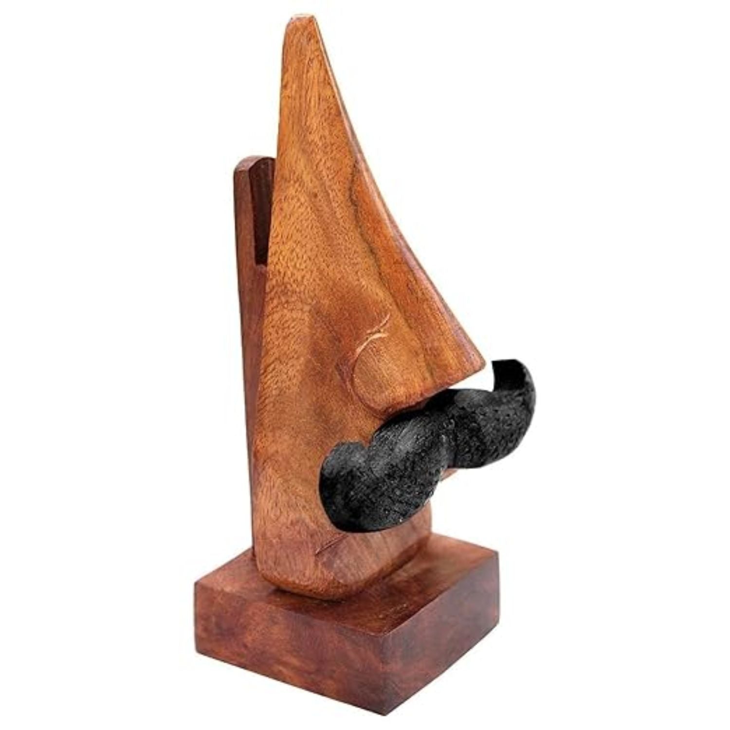 Wooden Nose Shaped Spectacle Holder | Specs Stand | Glasses Stands - For Home, Desktop, Table, Office Decor, Organization & Gifts - 6 Inch - Apkamart
