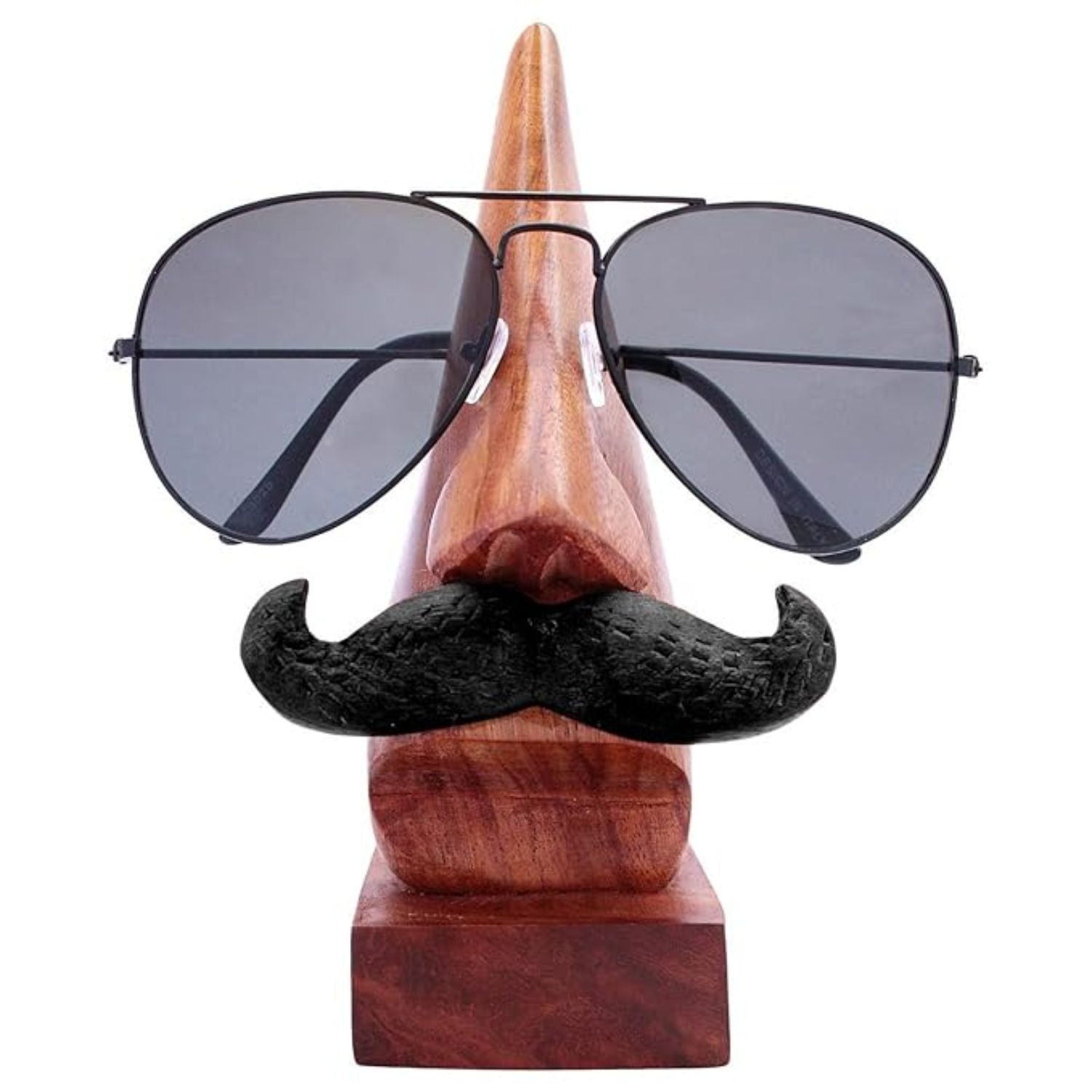 Wooden Nose Shaped Spectacle Holder | Specs Stand | Glasses Stands - For Home, Desktop, Table, Office Decor, Organization & Gifts - 6 Inch - Apkamart