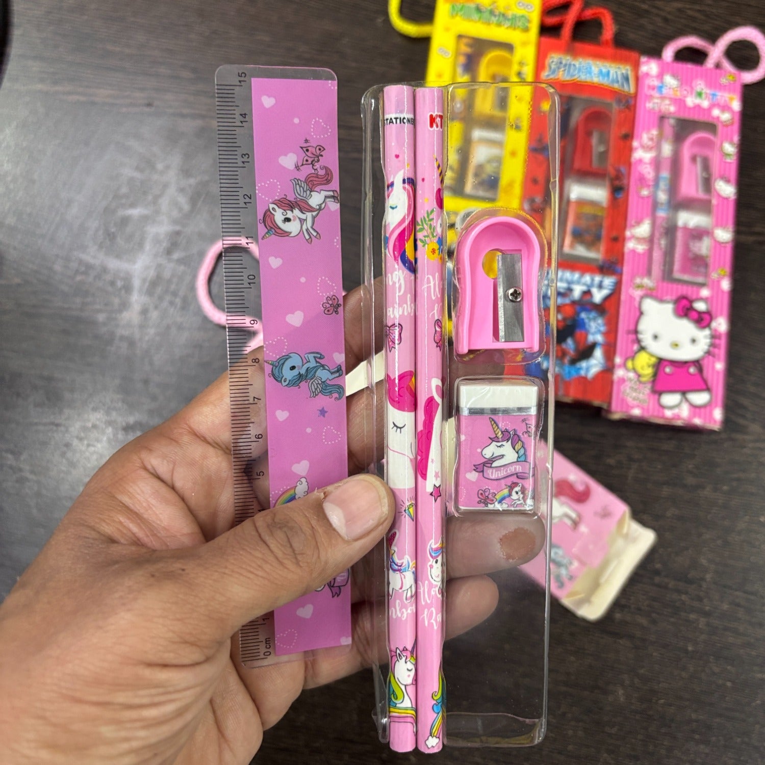 Cartoon Design Stationary Kit for Kids & Students | Complete School Stationary Kit with Pencil, Eraser, Sharpener & Study Essentials