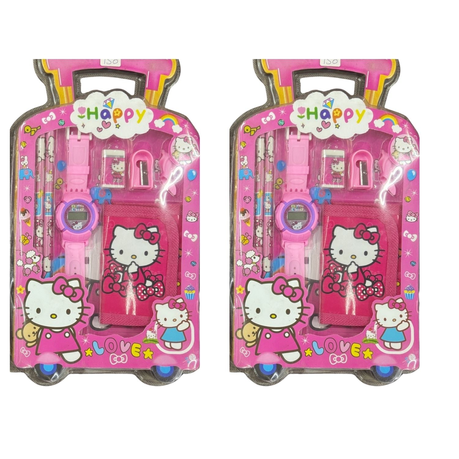 Cartoon Design Stationary Kit for Kids & Students | Complete School Stationary Kit with Pencil, Eraser, Diary, Watch & Study Essentials - Apkamart #Style_Pack Of 2