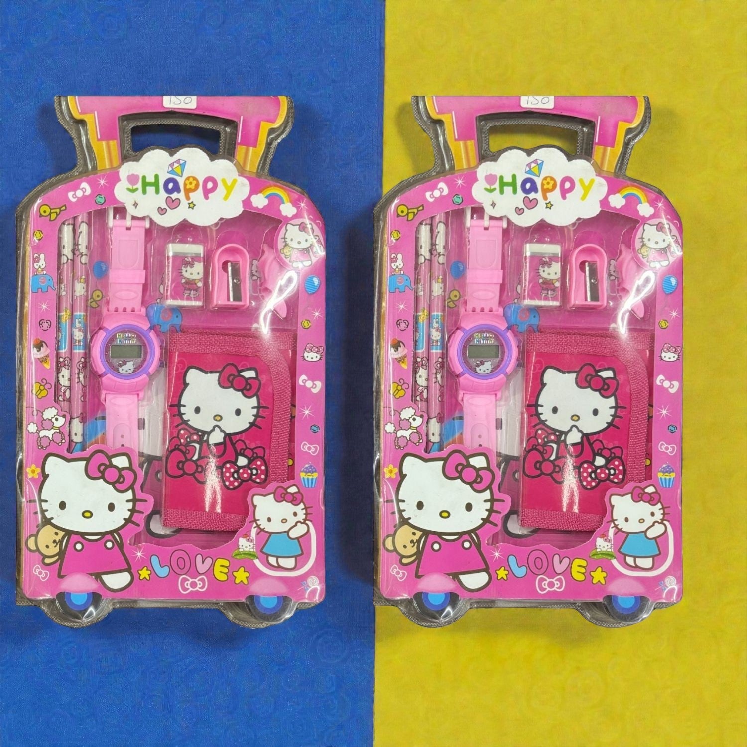 Cartoon Design Stationary Kit for Kids & Students | Complete School Stationary Kit with Pencil, Eraser, Diary, Watch & Study Essentials - Apkamart #Style_Pack Of 2