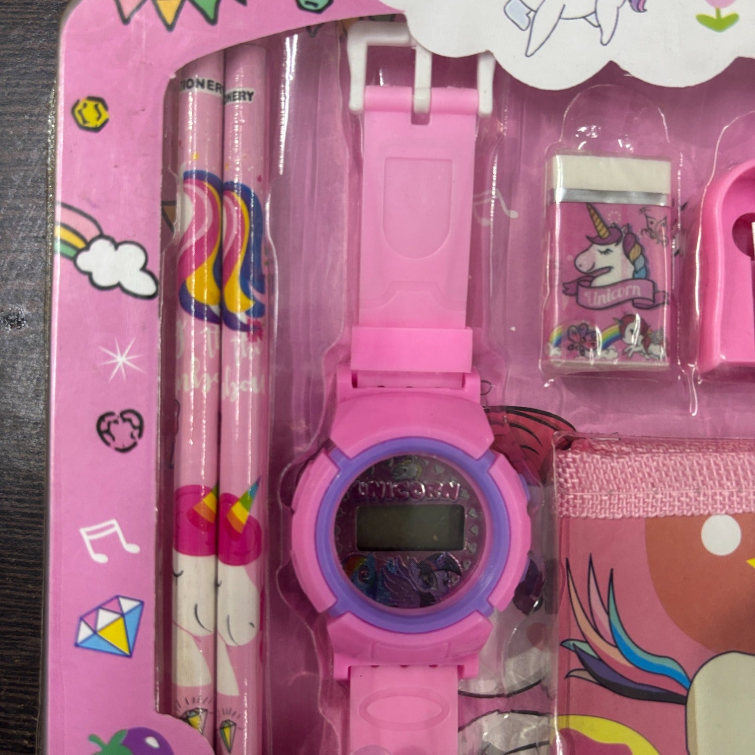 Cartoon Design Stationary Kit for Kids & Students | Complete School Stationary Kit with Pencil, Eraser, Diary, Watch & Study Essentials