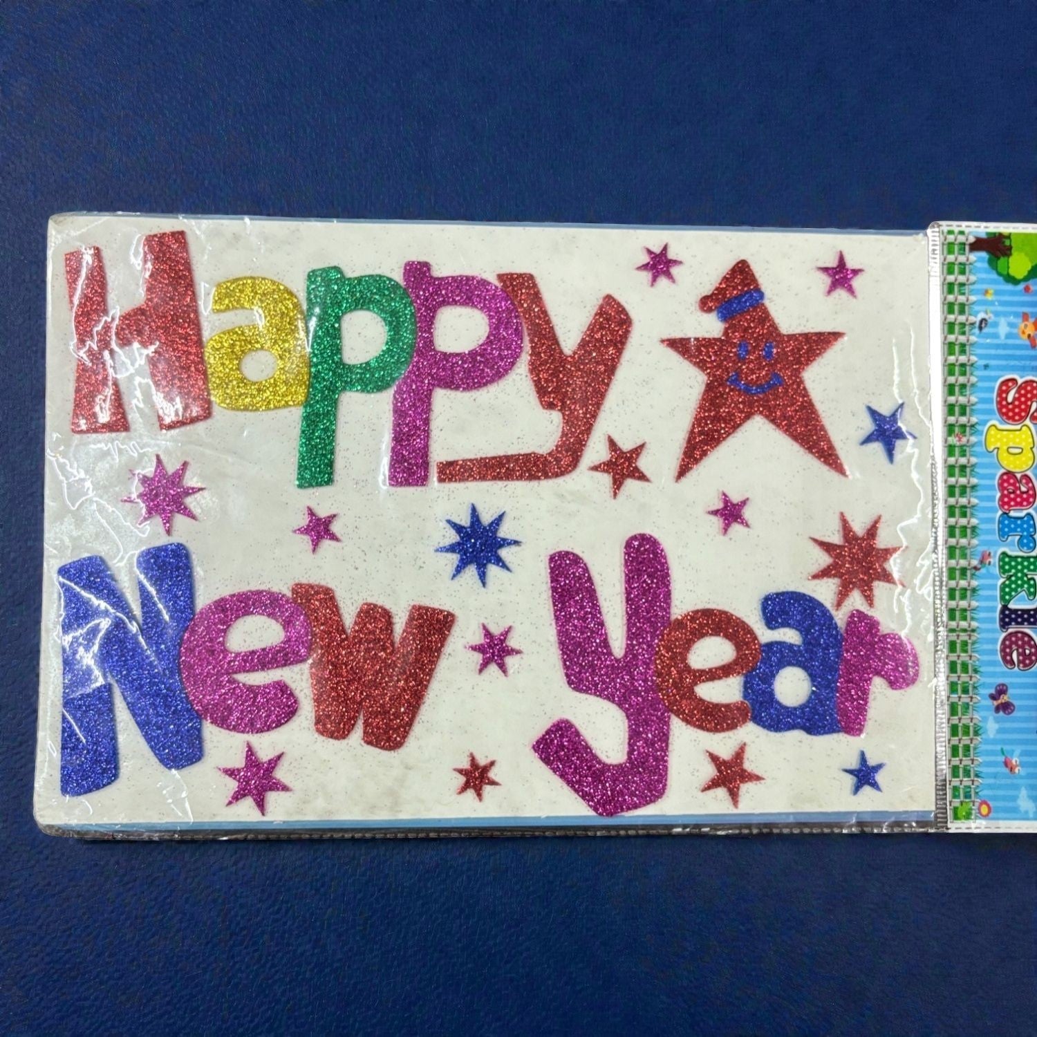 Glitter Sticker Set with Happy New Year Design | Glitter Foam Sheet Sticker | Self Adhesive Glitter Stickers for Kids Craft DIY Projects Scrapbooking School Use - Apkamart #Style_Pack Of 1