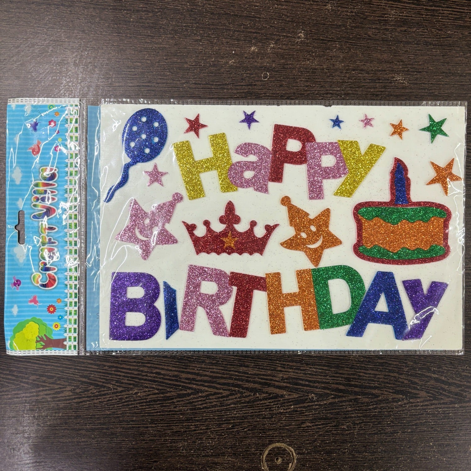 Glitter Sticker Set with Happy Birthday Design | Glitter Foam Sheet Sticker | Self Adhesive Glitter Stickers for Kids Craft DIY Projects Scrapbooking School Use