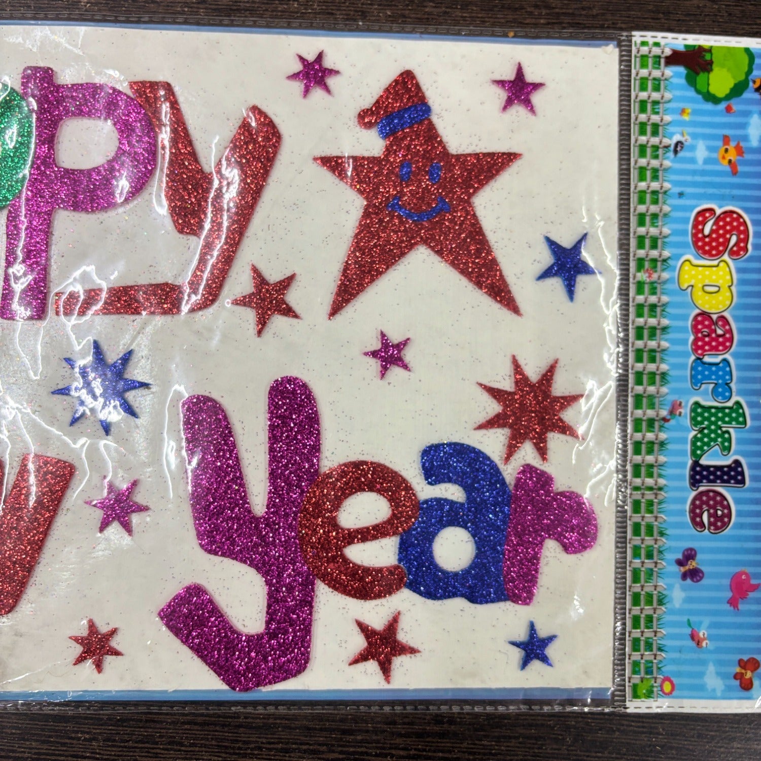 Glitter Sticker Set with Happy New Year Design | Glitter Foam Sheet Sticker | Self Adhesive Glitter Stickers for Kids Craft DIY Projects Scrapbooking School Use