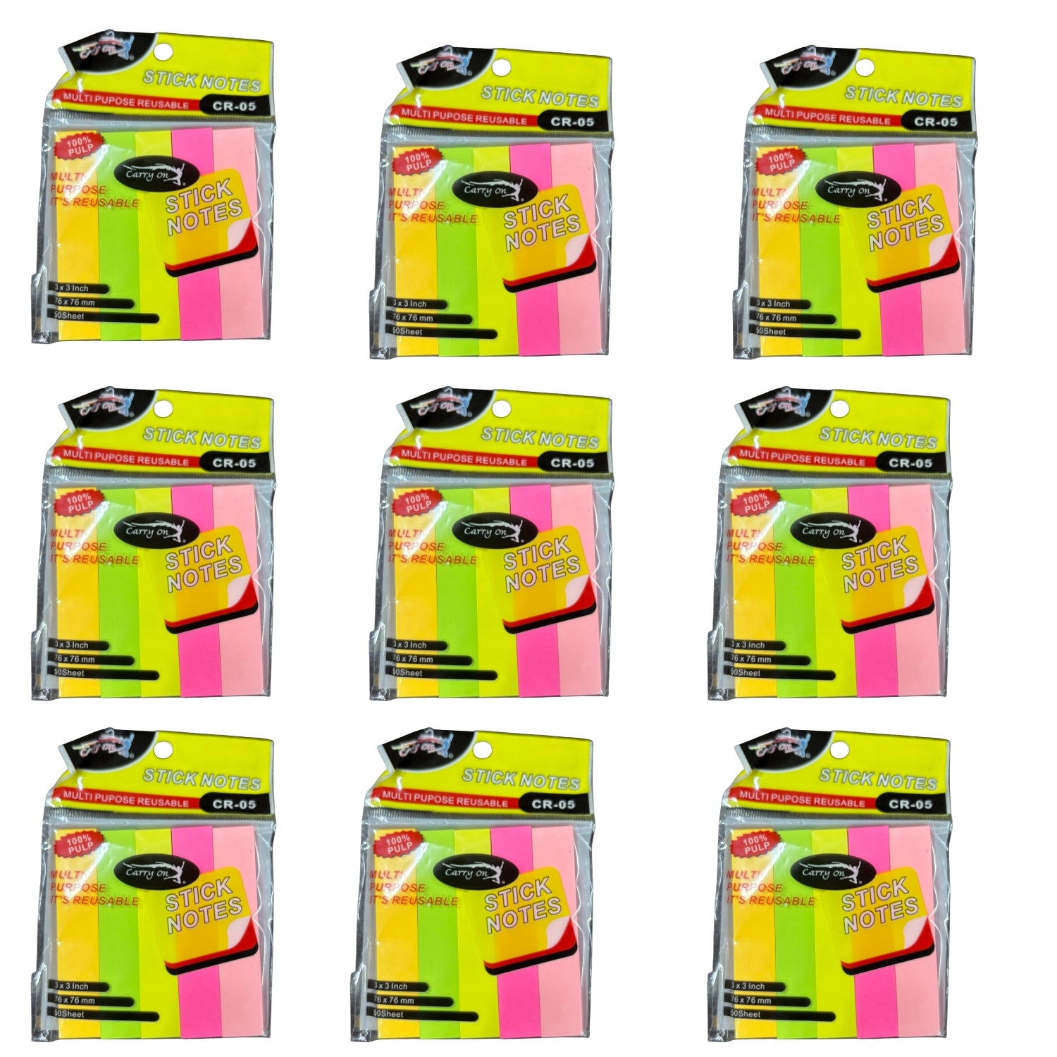 Sticky Notes| Small Removable Sticky Note Pad for Office & Study | Sticky Notes for Book Tabs & Sticker Notes Paper Organiser Multicolor Memo Pads - Apkamart #Style_Pack of 9