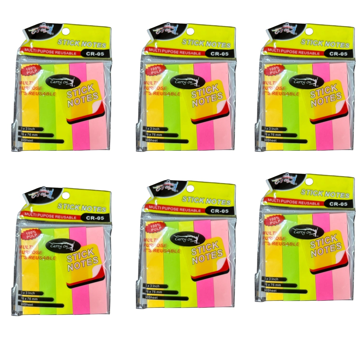 Sticky Notes| Small Removable Sticky Note Pad for Office & Study | Sticky Notes for Book Tabs & Sticker Notes Paper Organiser Multicolor Memo Pads - Apkamart #Style_Pack of 6