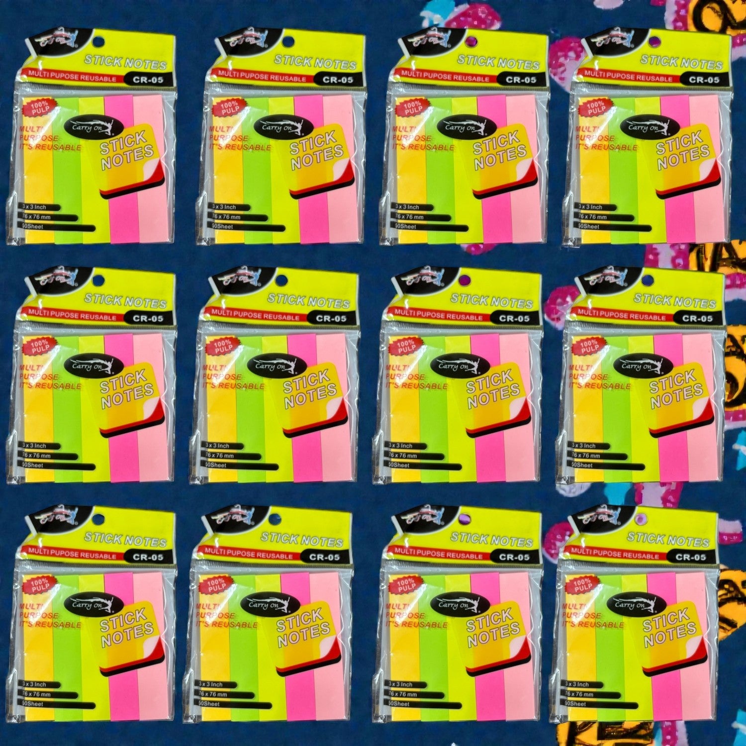 Sticky Notes| Small Removable Sticky Note Pad for Office & Study | Sticky Notes for Book Tabs & Sticker Notes Paper Organiser Multicolor Memo Pads - Apkamart #Style_Pack of 12