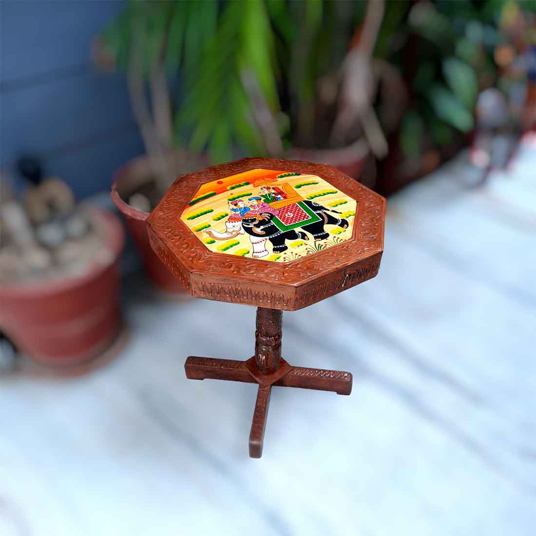 Wooden Side Table Cum Stool | End Table - for Living Room, Sitting, Plant Stand, Home Décor & Gifts - 18 Inch
