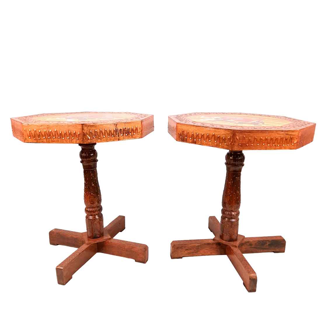 Wood Table | Side Table for Living Room - for Office Decor & Gifts - Set of 2 - ApkaMart