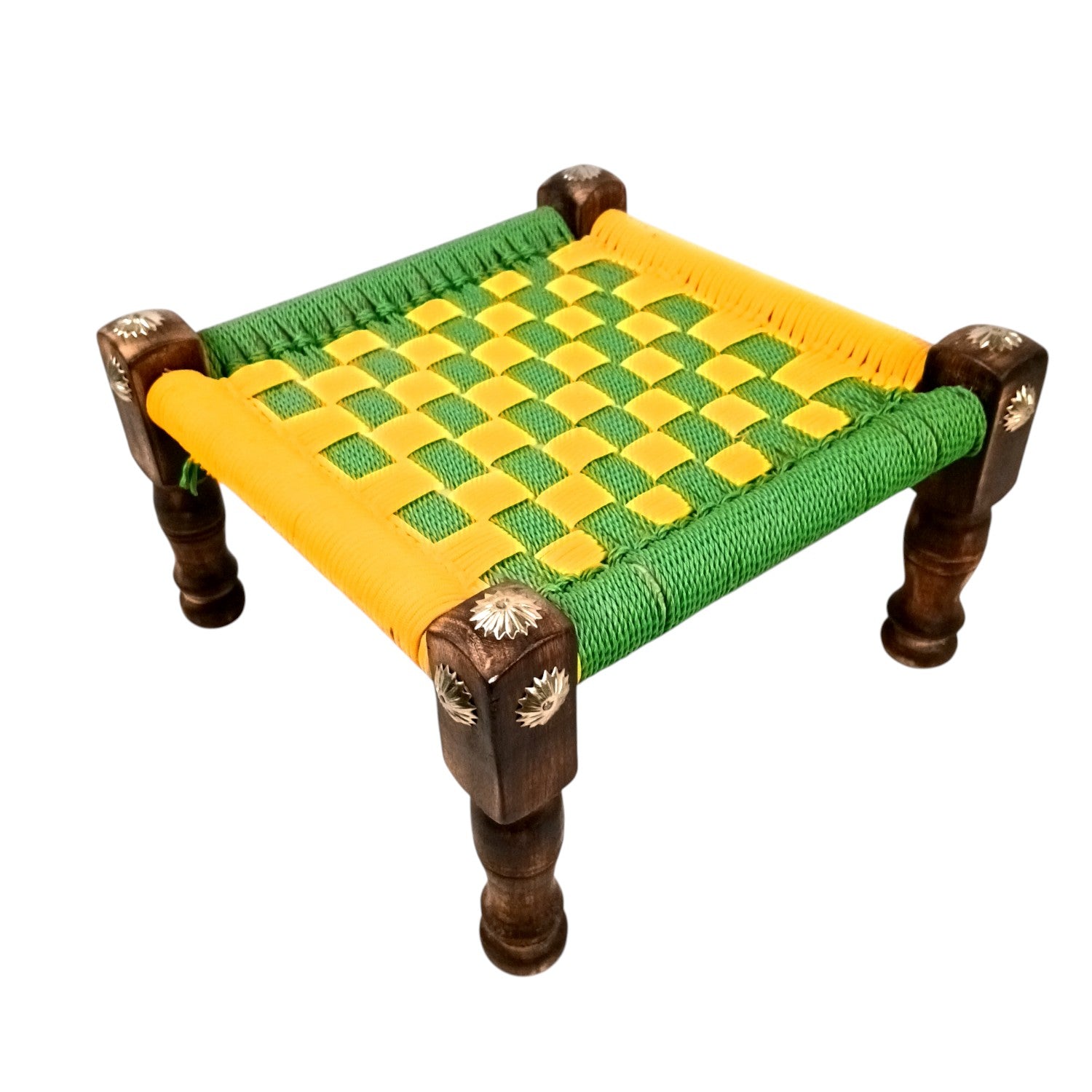 Wooden Pidha Stool | Rajasthani Handicraft Mudda Pidda Bajot | Small-Sized Khatli Charpai Chowki - 11 Inch - Apkamart #Style_Design 2
