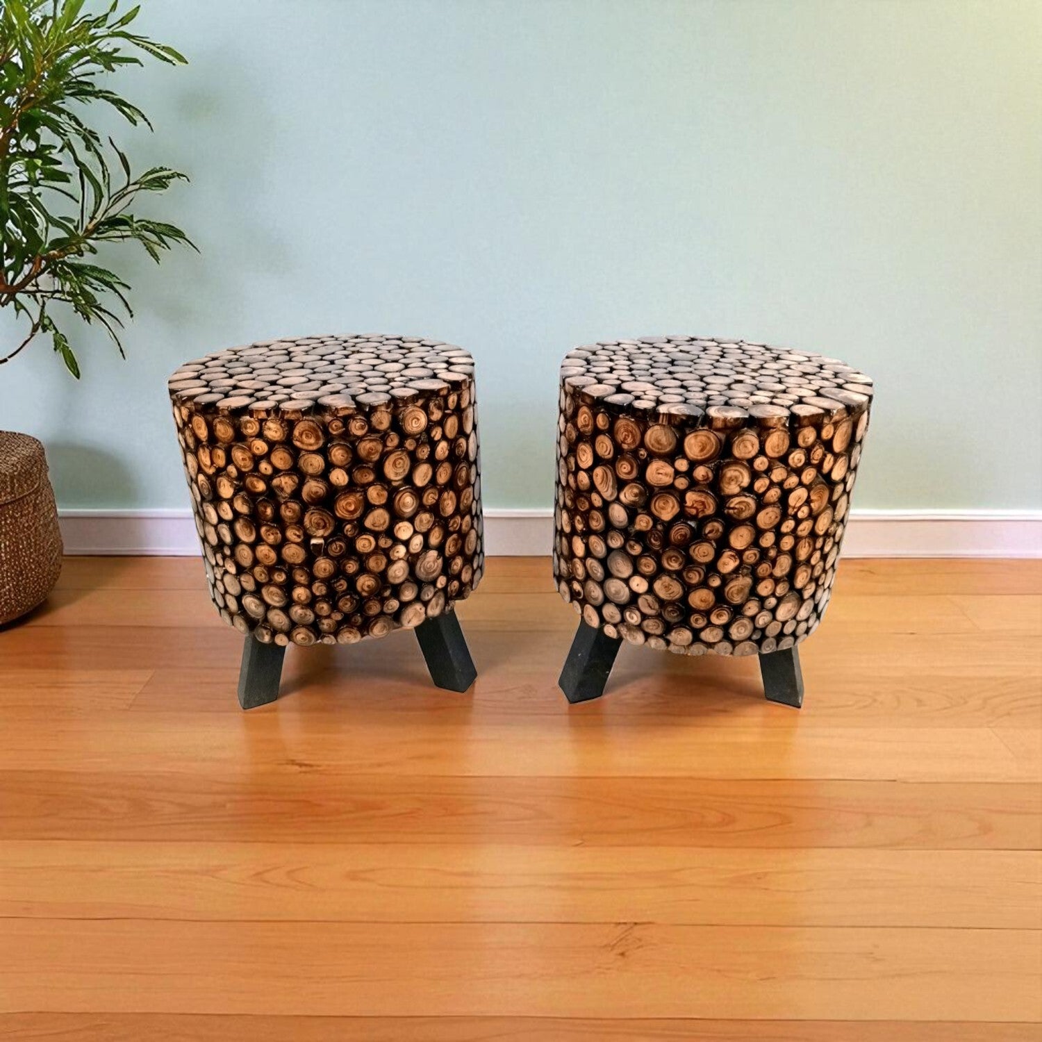 Wooden Stool Side Table | Handicraft End Table | Bed Side Table - For Living room, Sitting, Home Decor, Sofa Corner & Gifts - 15 Inch - Apkamart