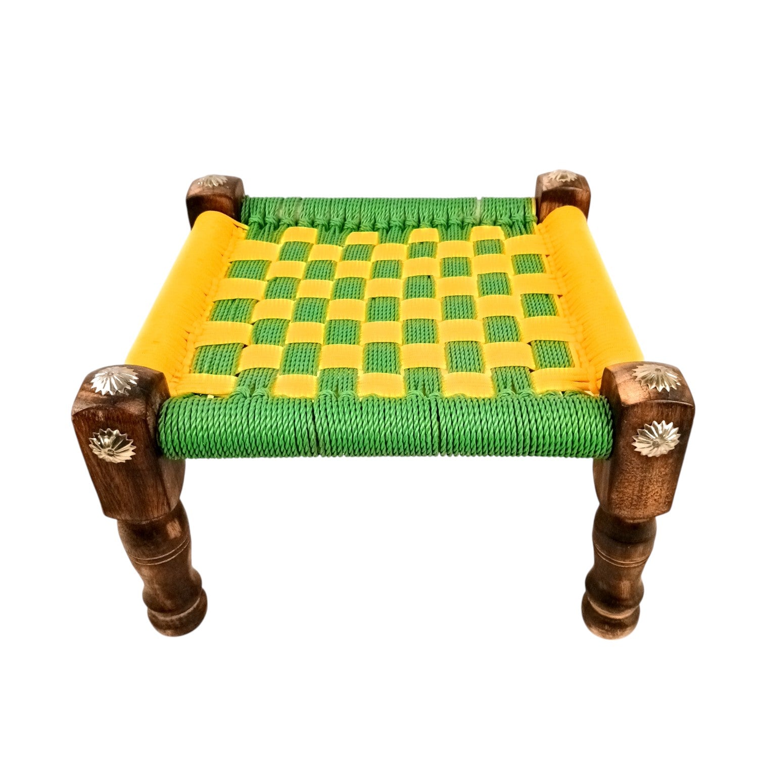 Wooden Pidha Stool | Rajasthani Handicraft Mudda Pidda Bajot | Small-Sized Khatli Charpai Chowki - 11 Inch - Apkamart #Style_Design 2