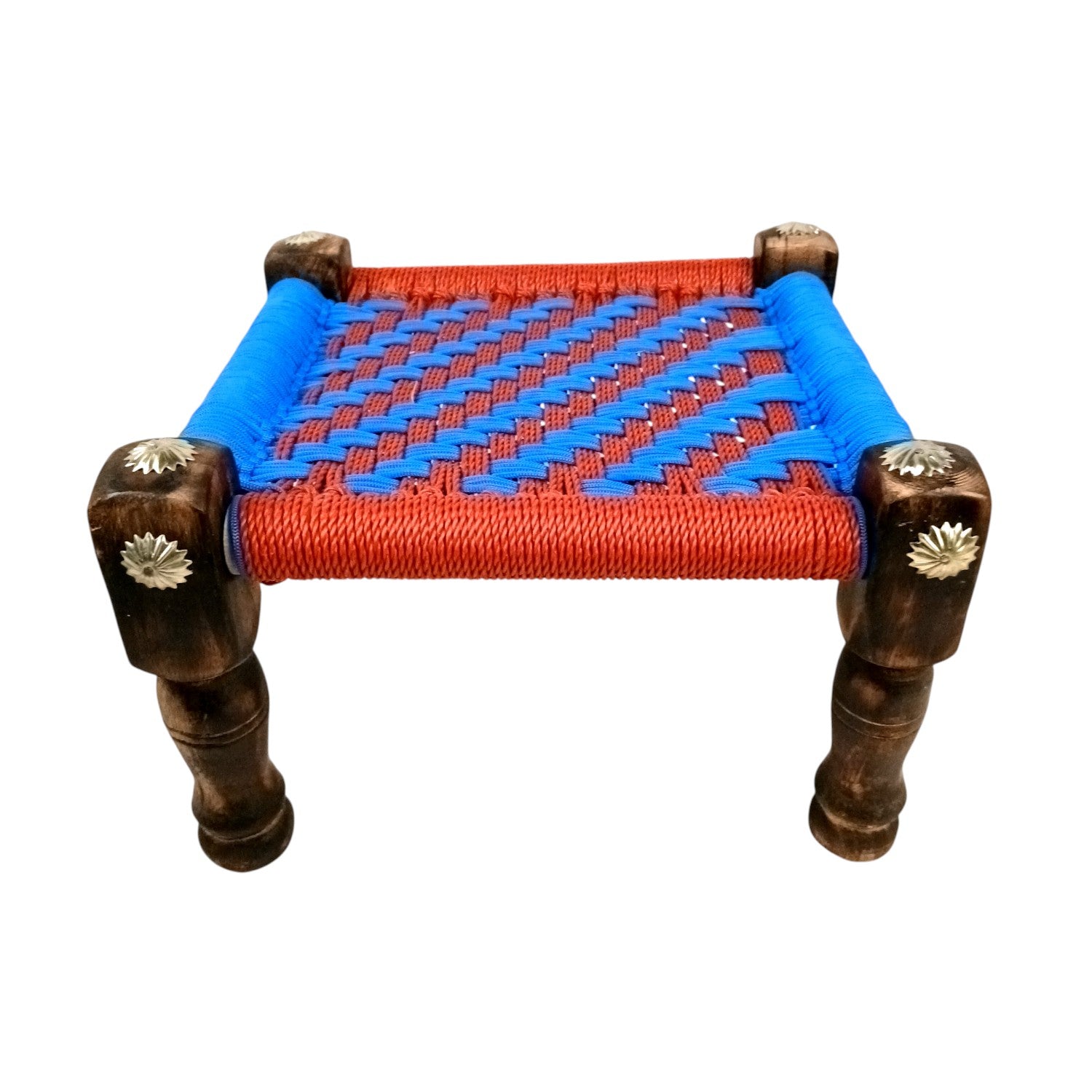 Wooden Pidha Stool | Rajasthani Handicraft Mudda Pidda Bajot | Small-Sized Khatli Charpai Chowki - 11 Inch - Apkamart #Style_Design 2