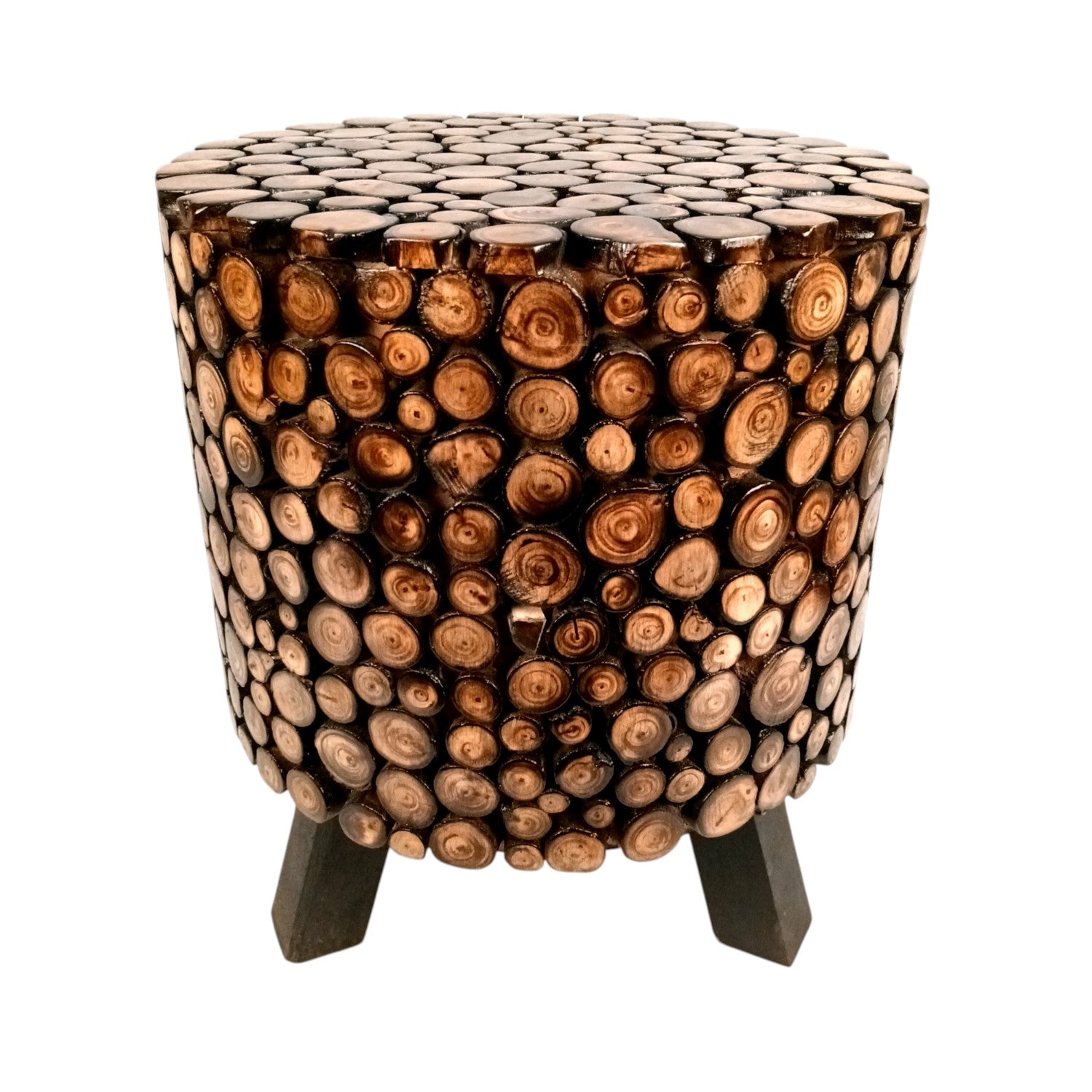 Wooden Stool Side Table | Handicraft End Table | Bed Side Table - For Living room, Sitting, Home Decor, Sofa Corner & Gifts - 15 Inch - Apkamart